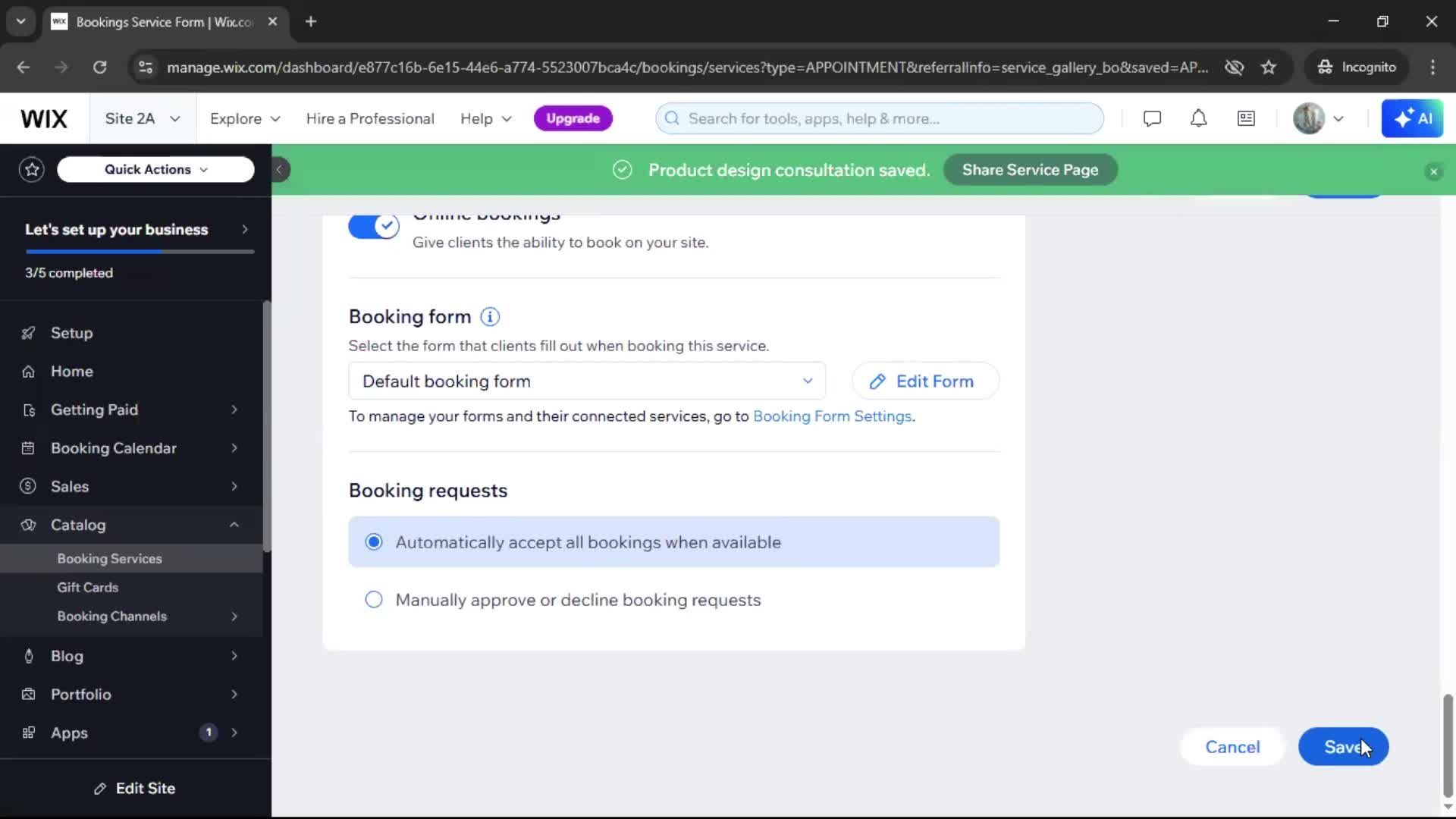 Adding services screenshot
