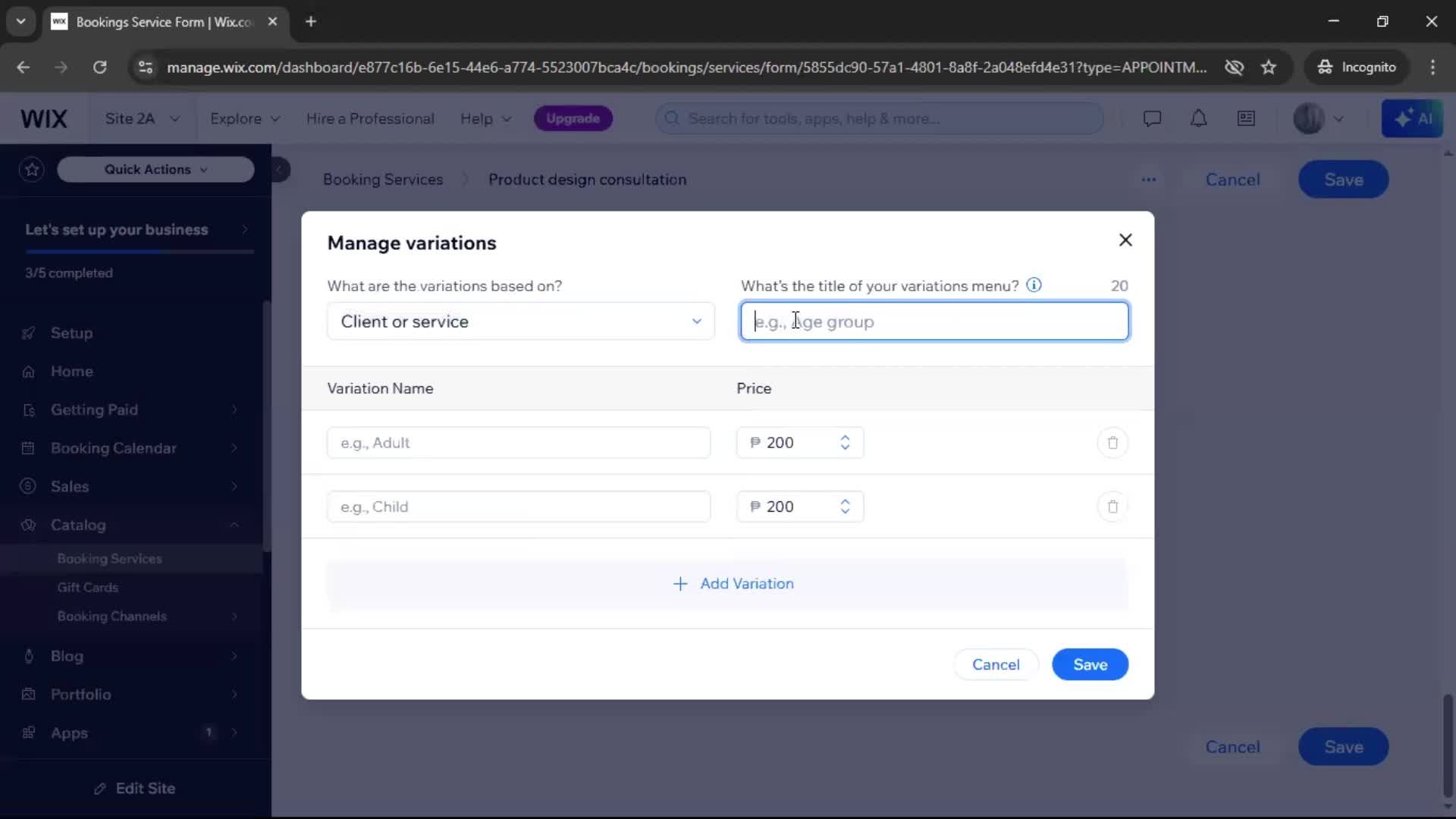 Adding services screenshot