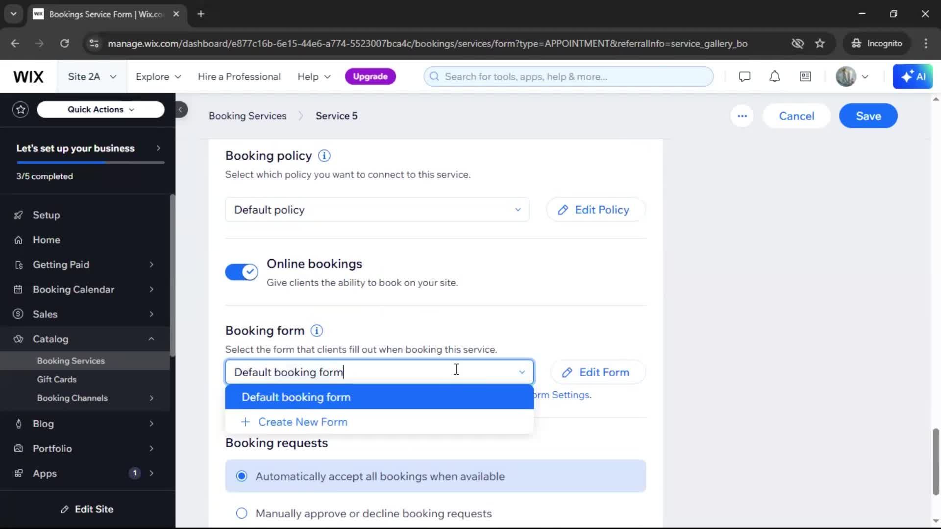 Adding services screenshot