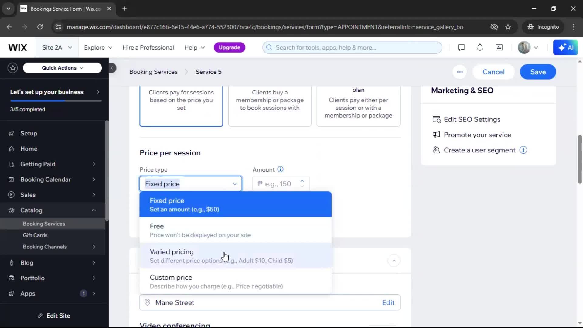 Adding services screenshot