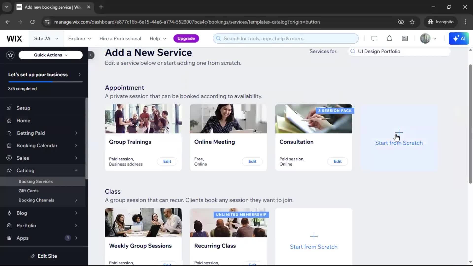 Adding services screenshot