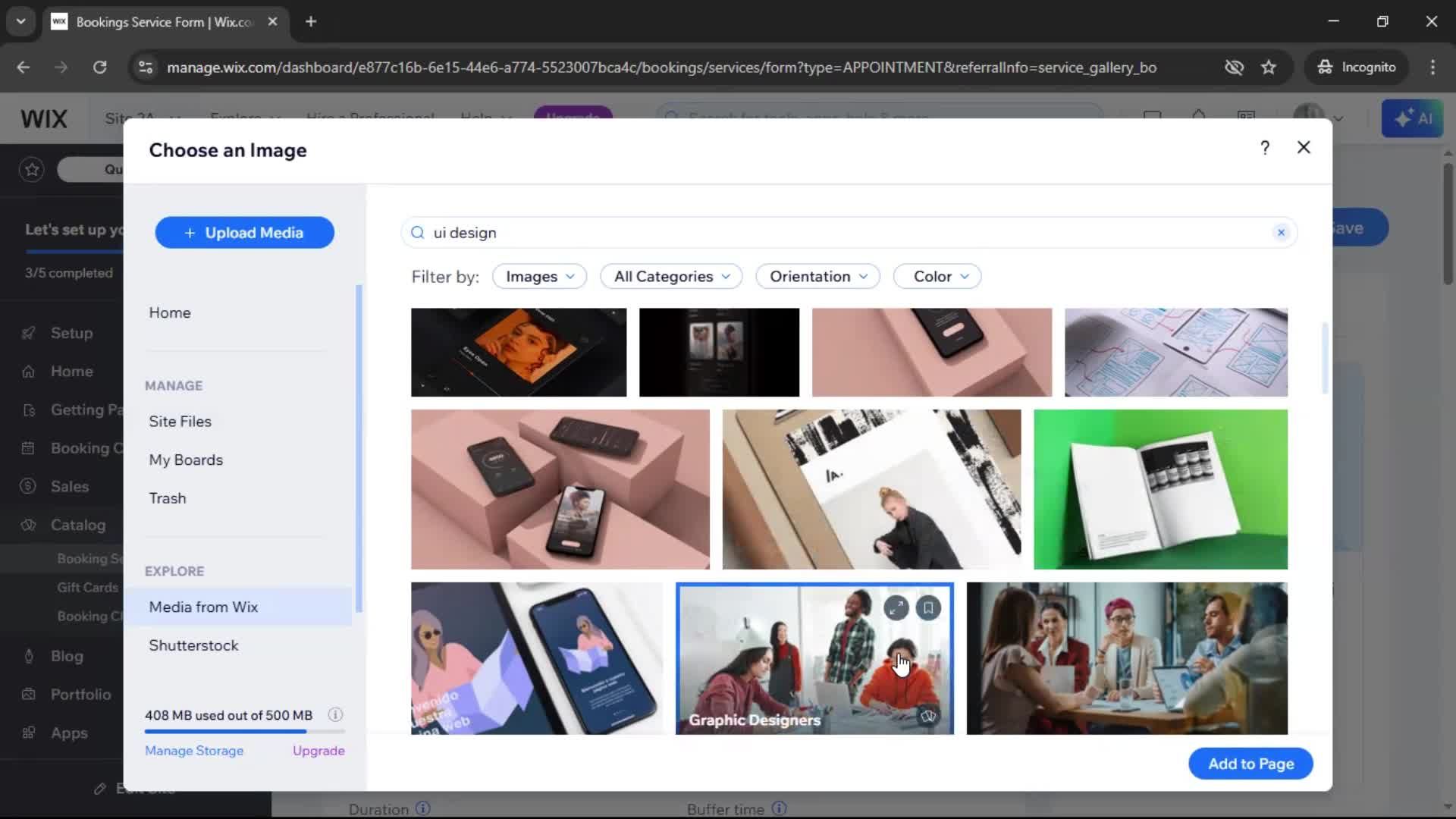 Adding services screenshot