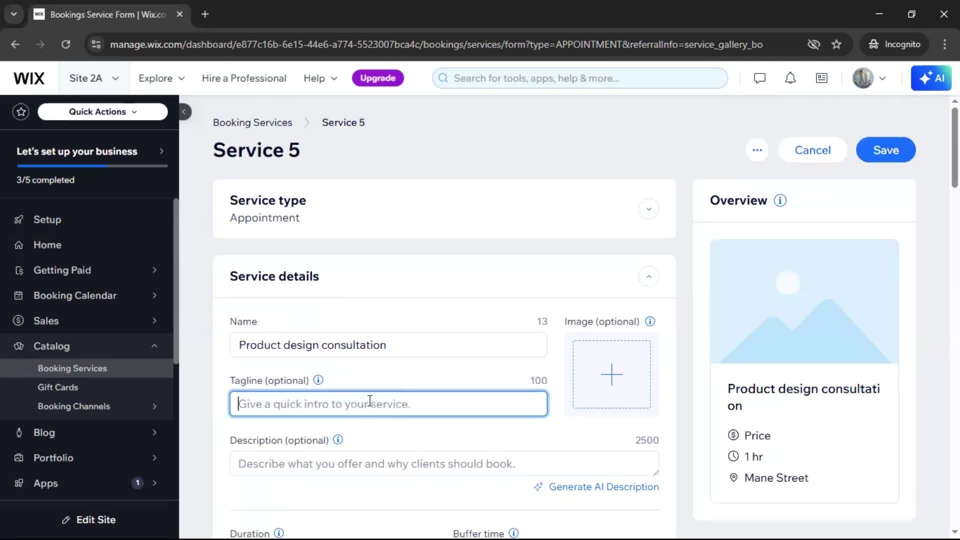 Adding services screenshot