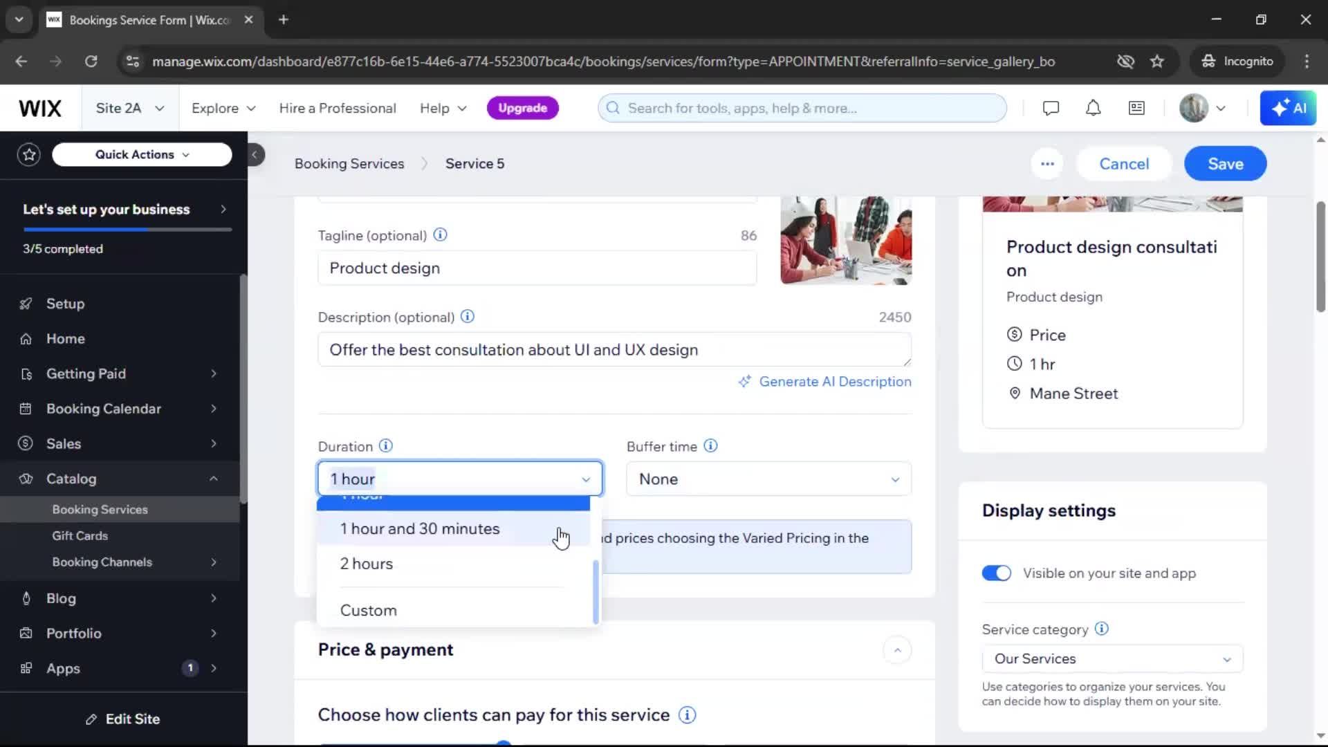 Adding services screenshot