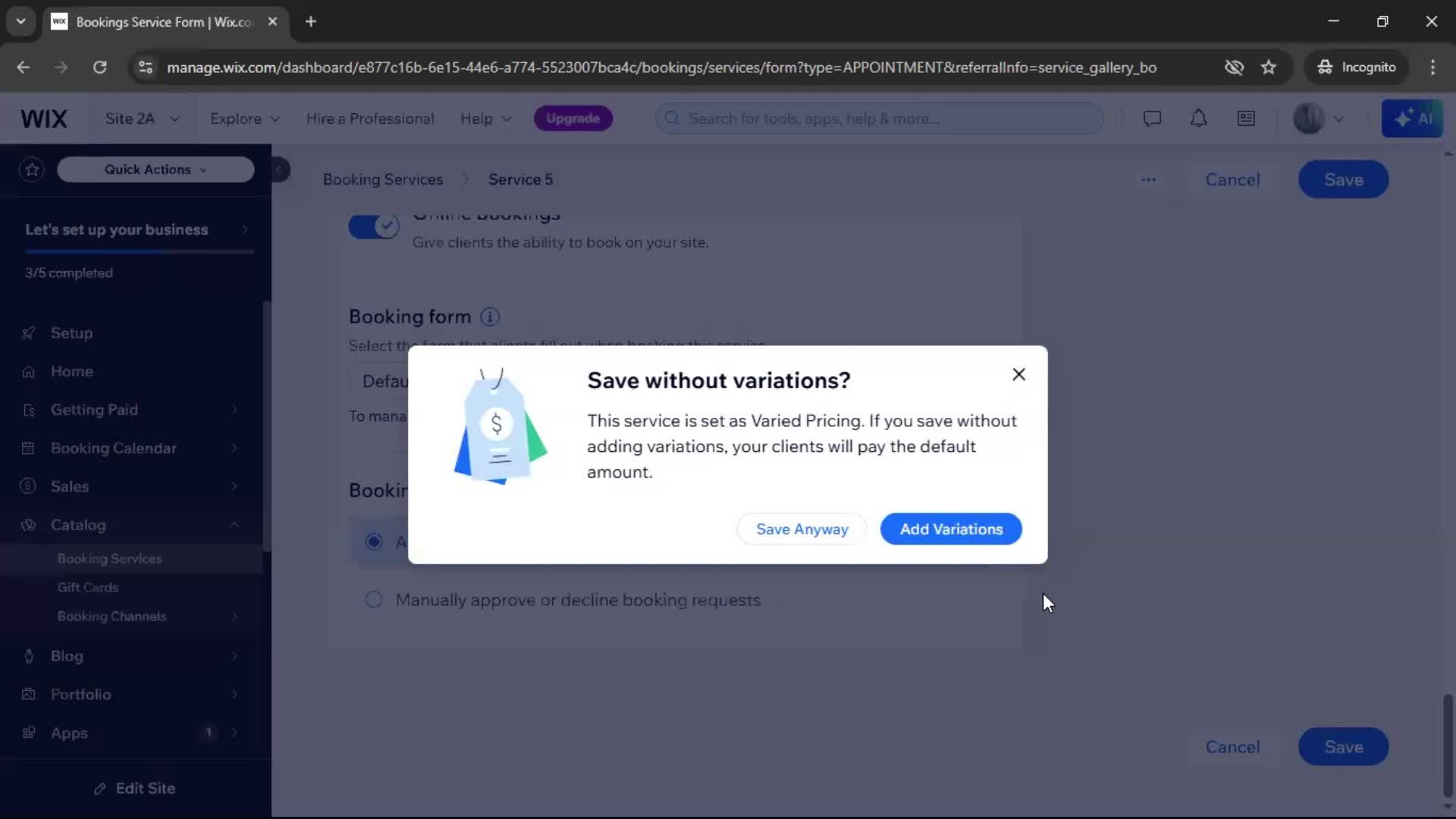 Adding services screenshot