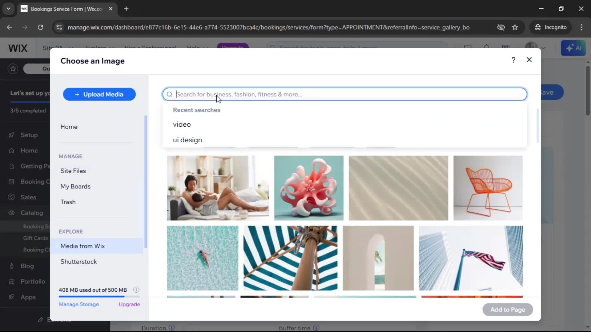 Adding services screenshot
