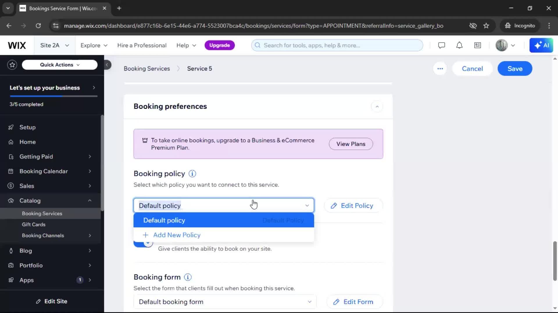 Adding services screenshot