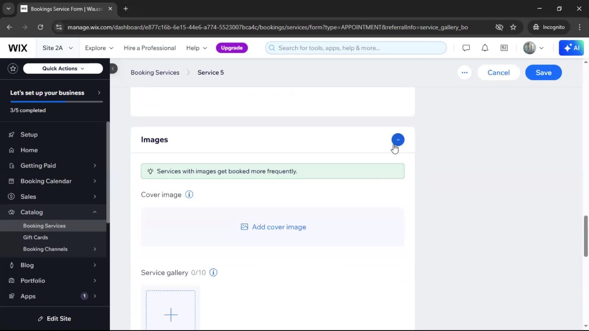 Adding services screenshot