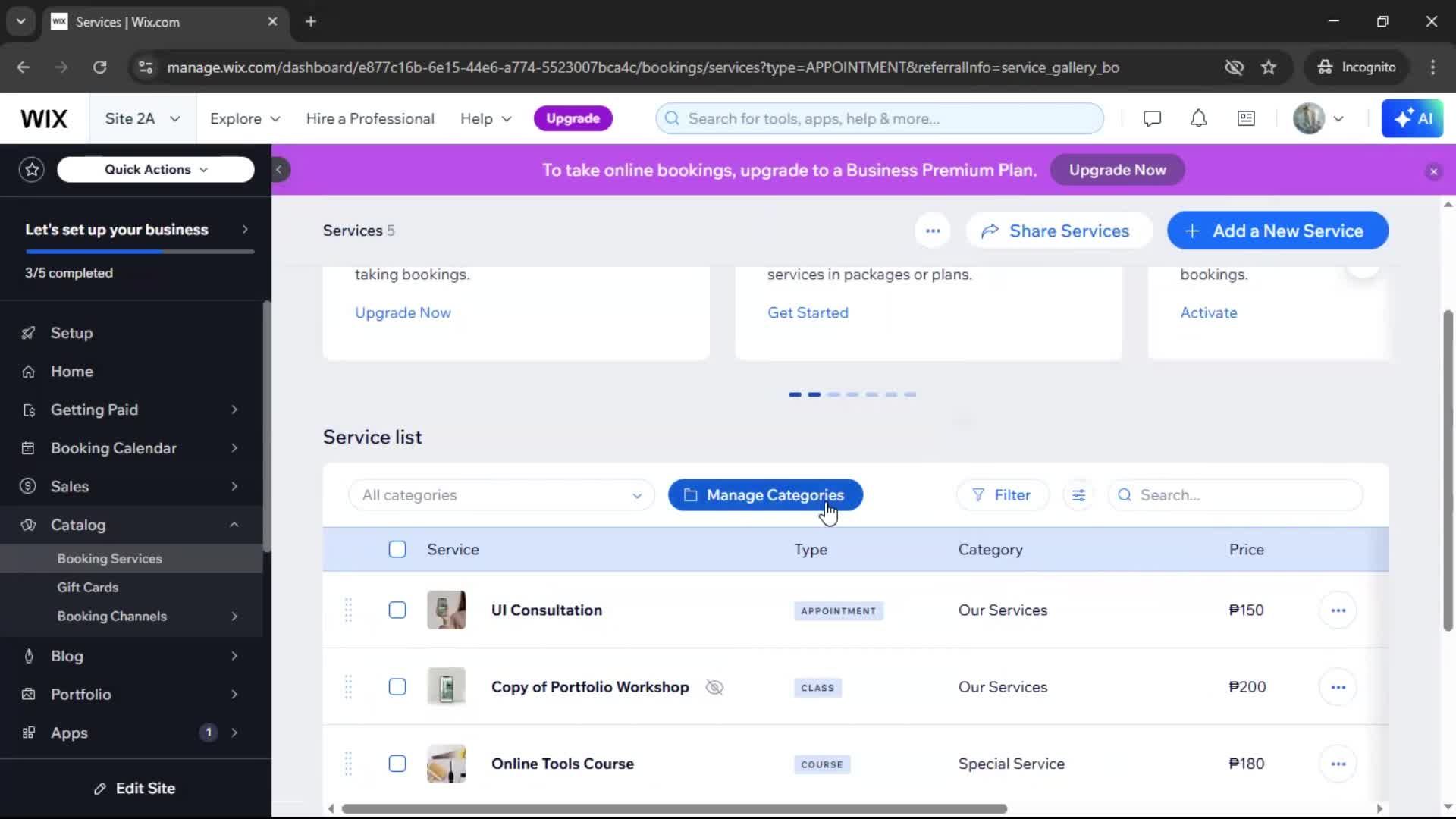 Adding services screenshot