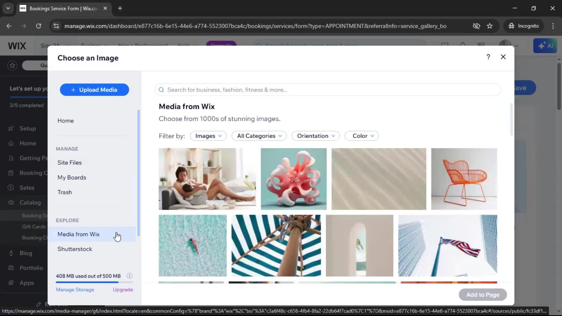 Adding services screenshot