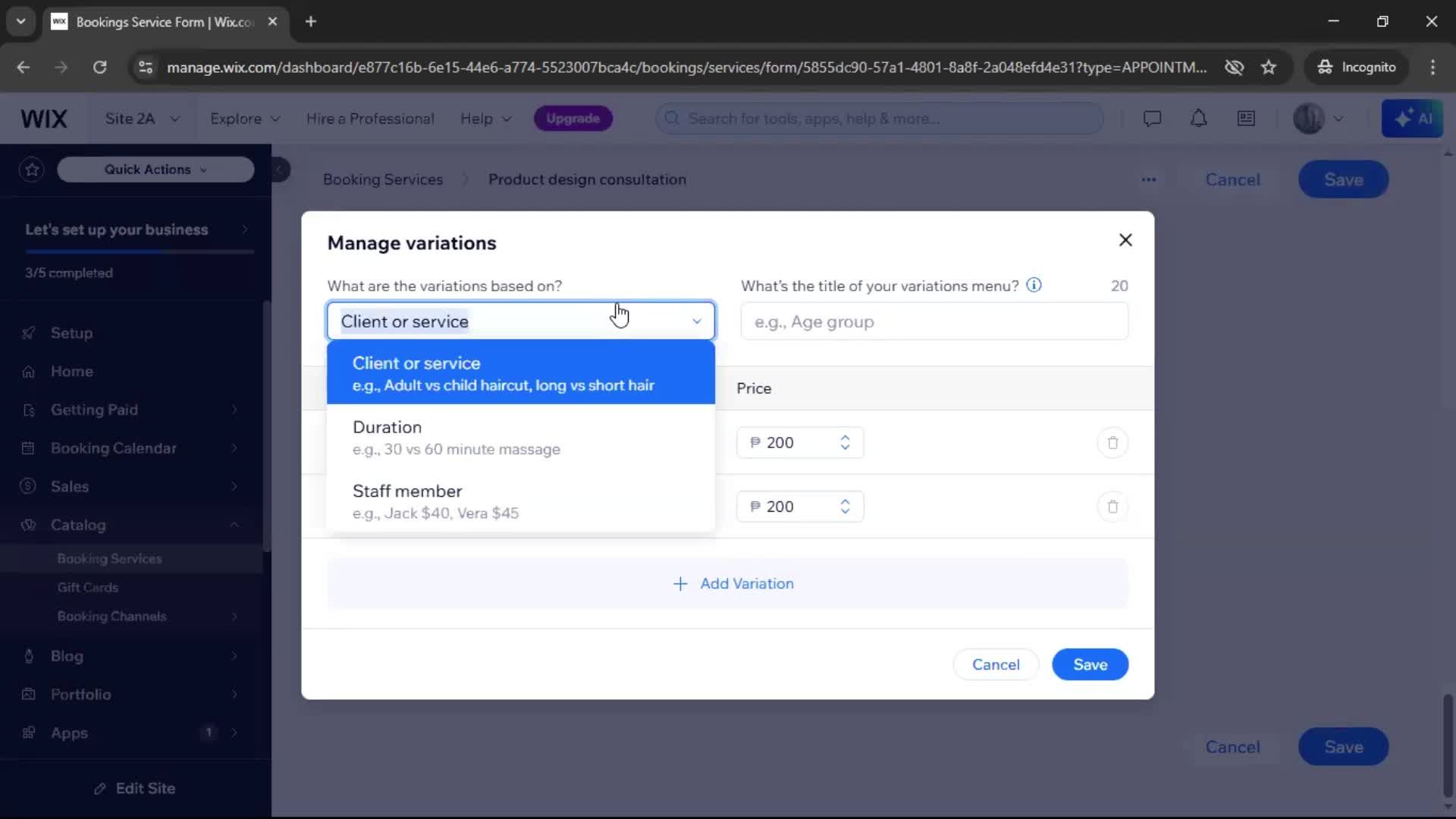 Adding services screenshot