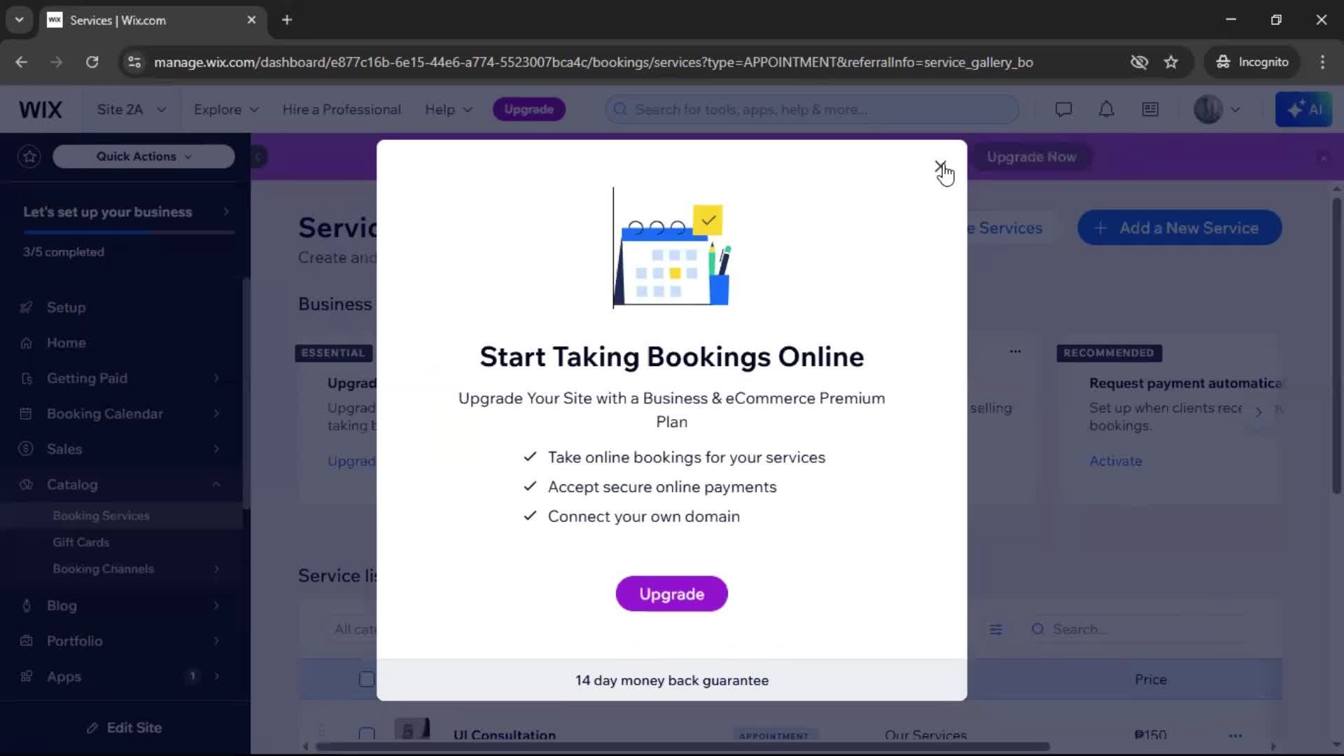 Adding services screenshot