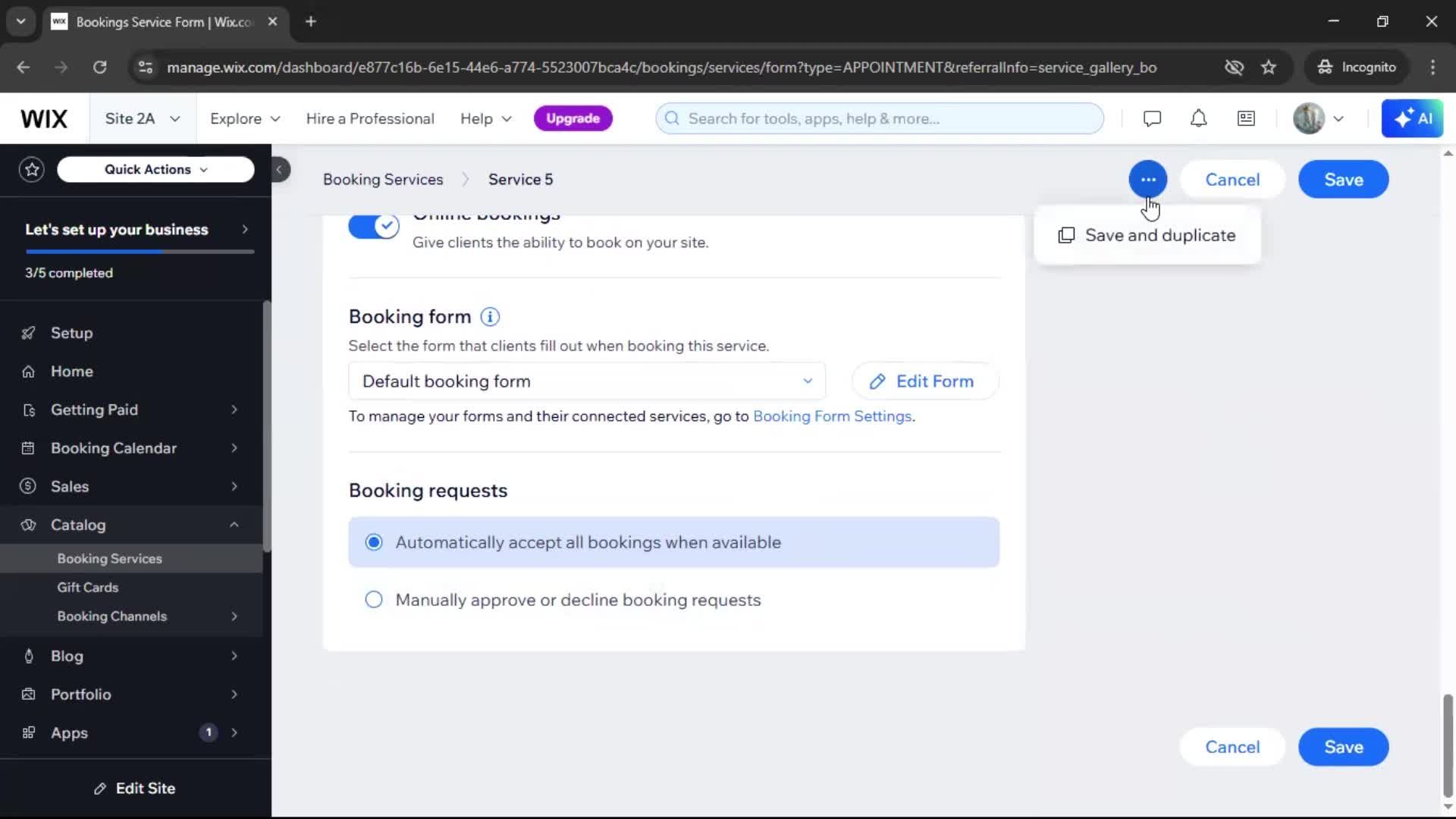 Adding services screenshot