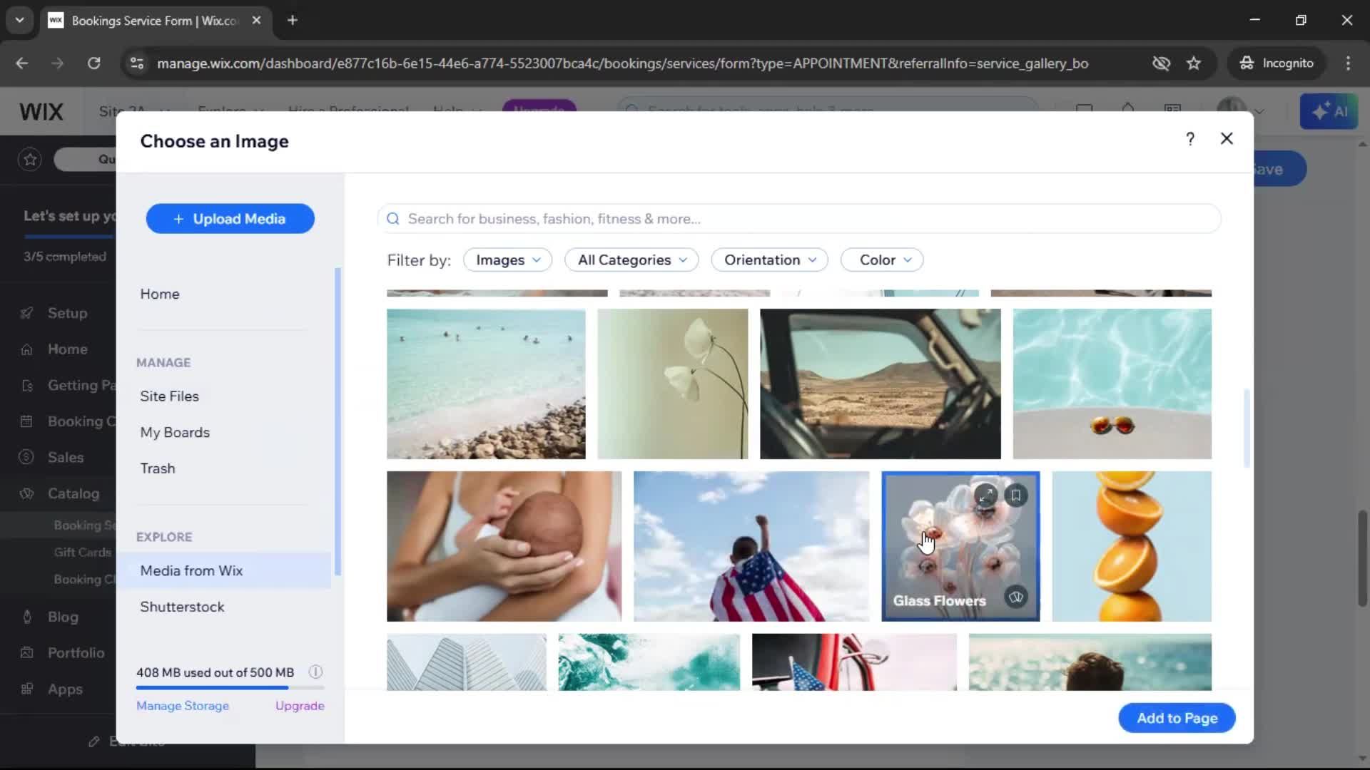 Adding services screenshot