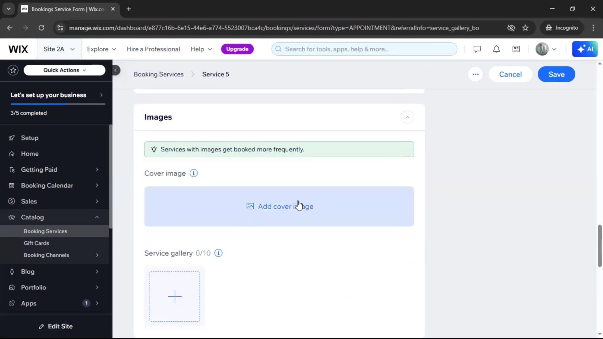 Adding services screenshot