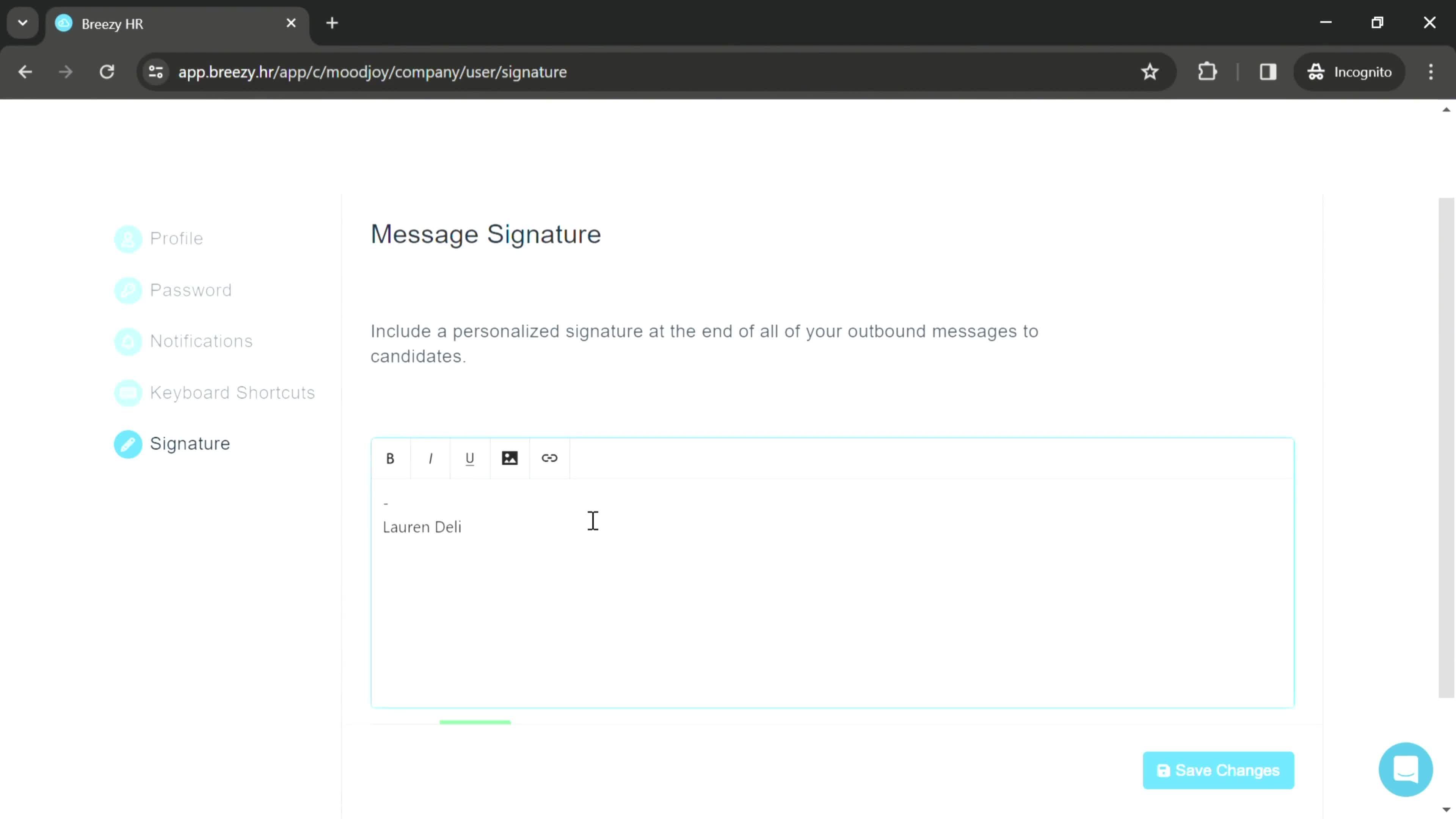 Adding a signature screenshot