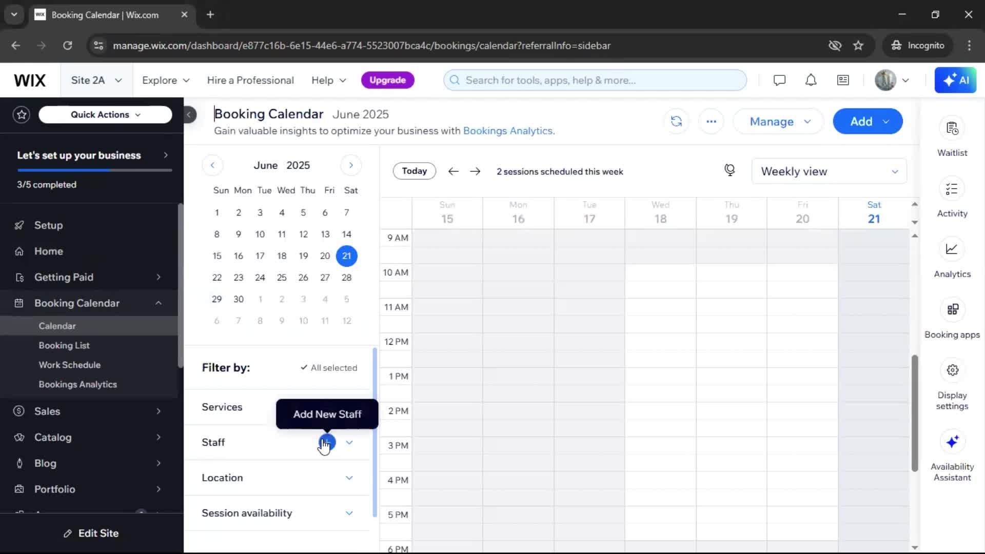 Adding staff screenshot
