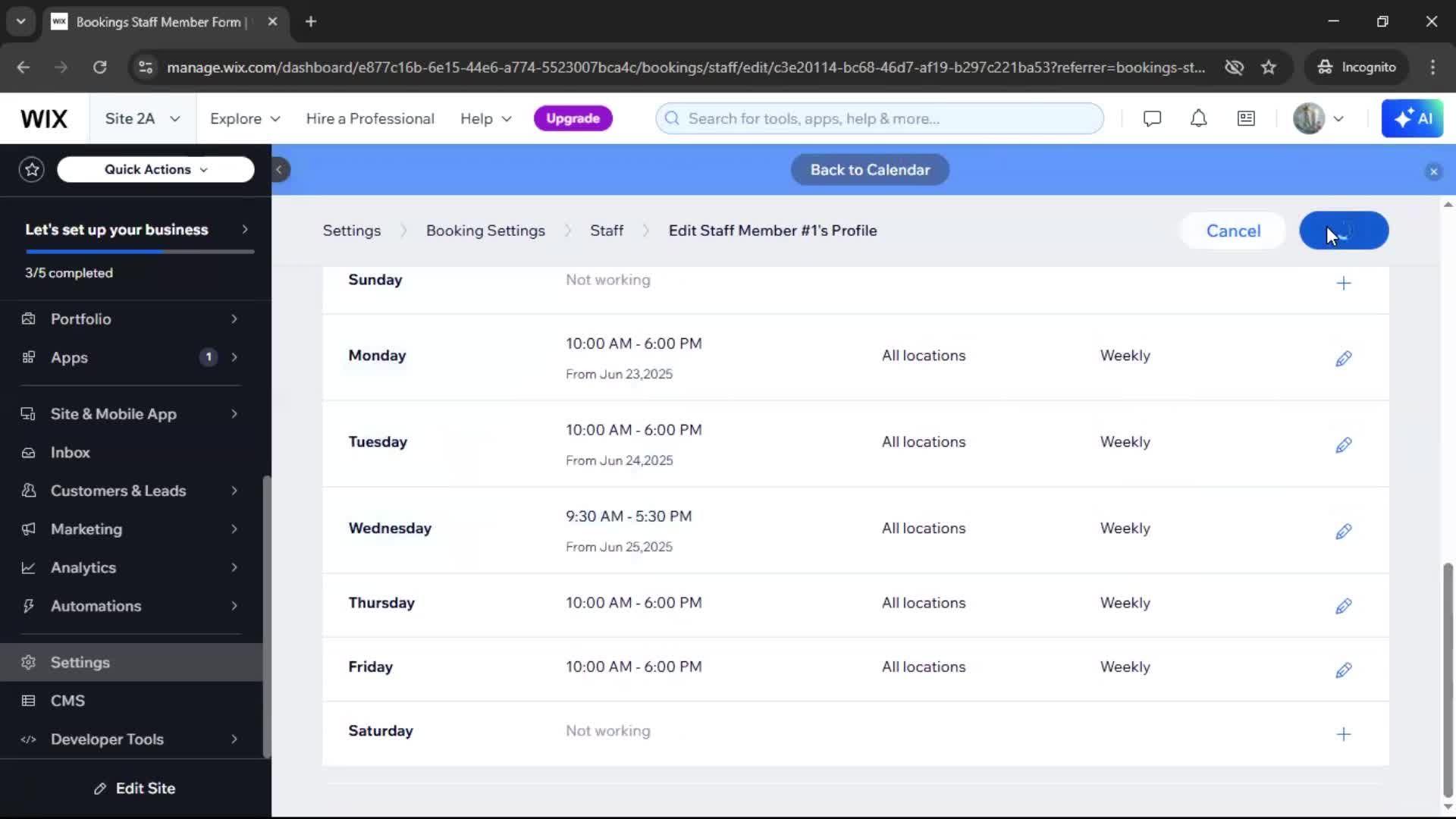 Adding staff screenshot