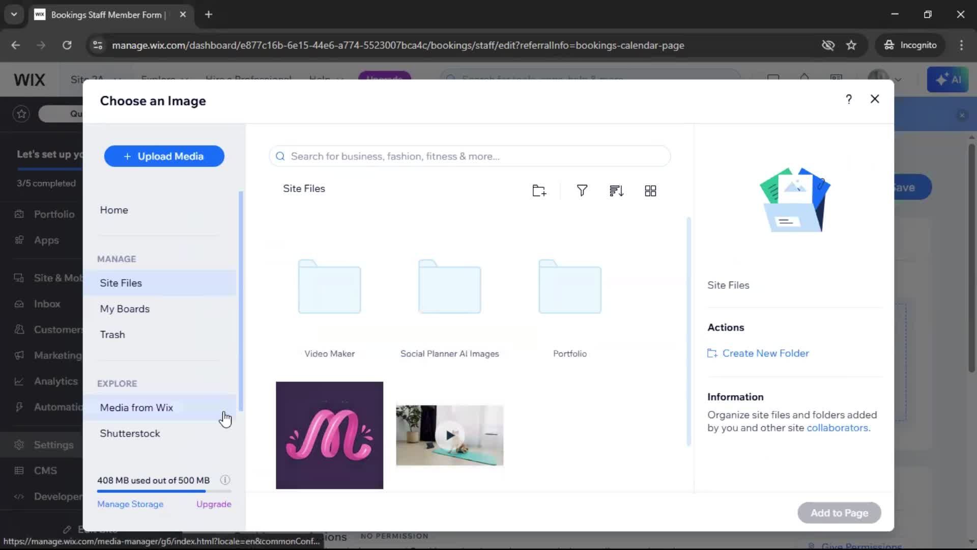 Adding staff screenshot