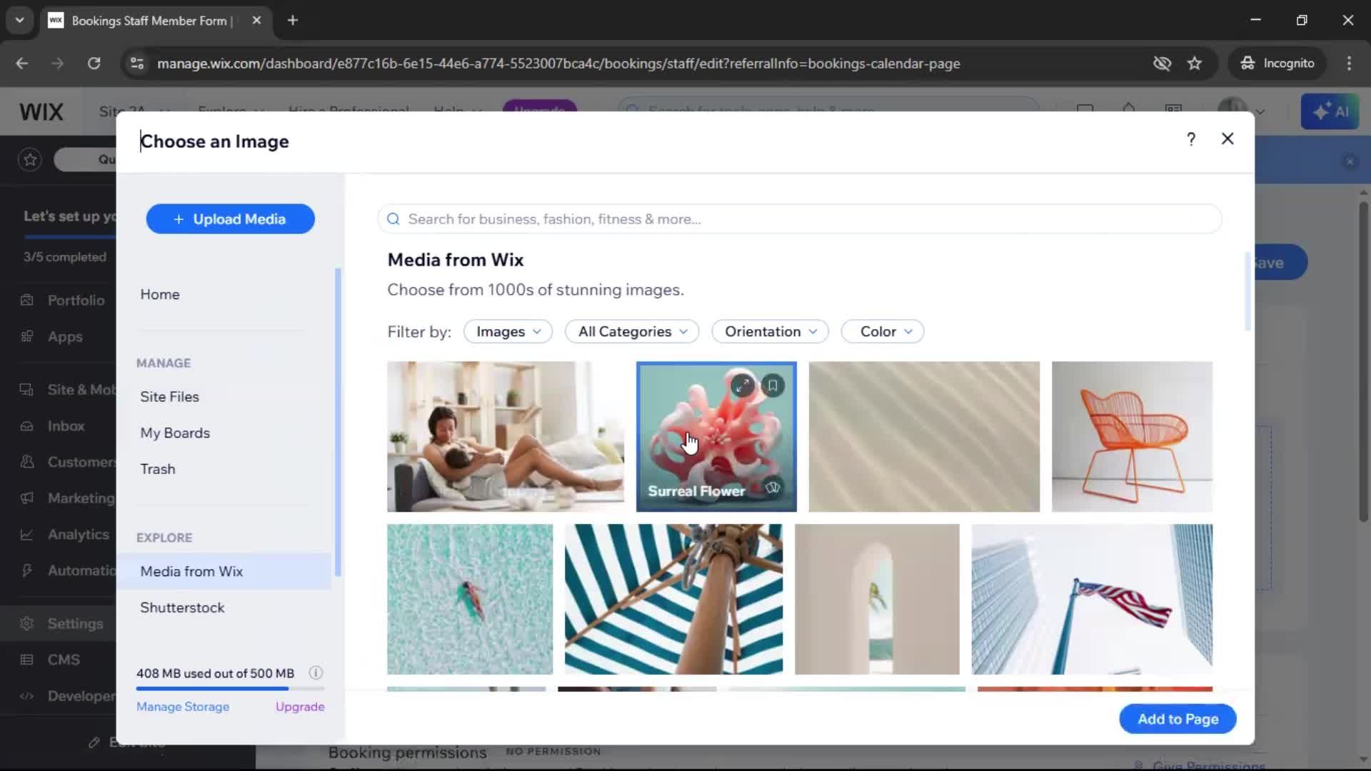 Adding staff screenshot