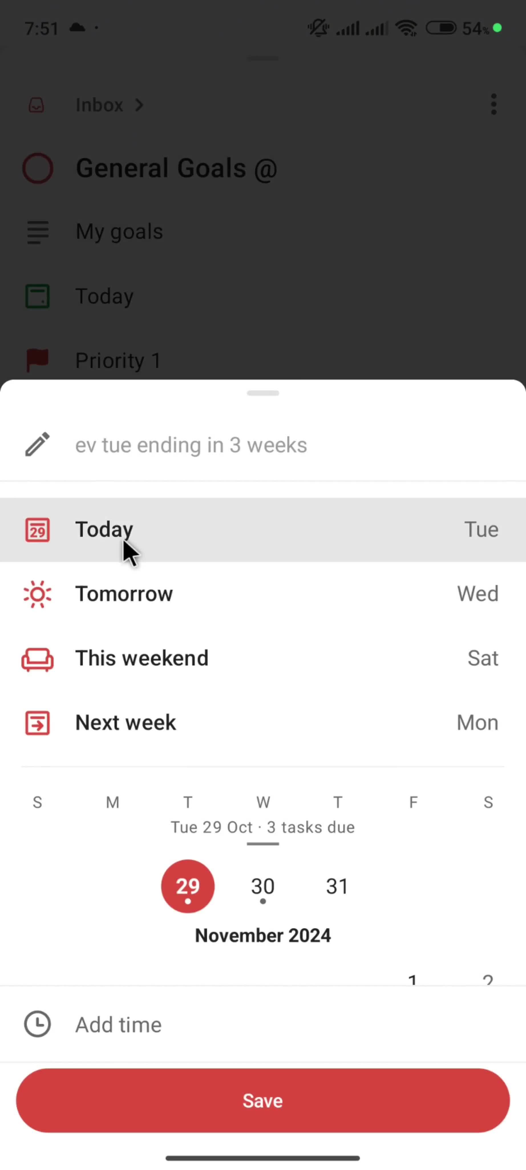 Adding a subtask screenshot