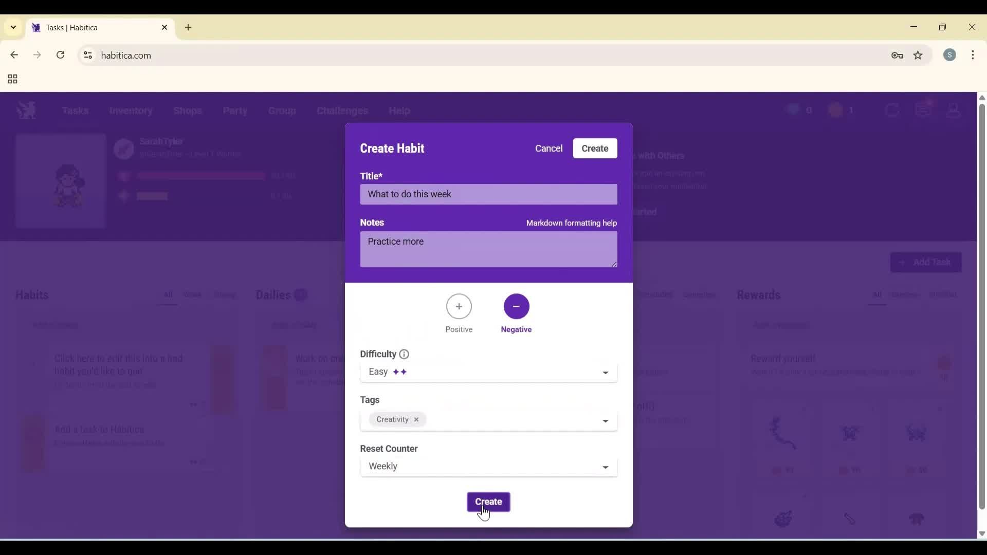 Creating a task screenshot