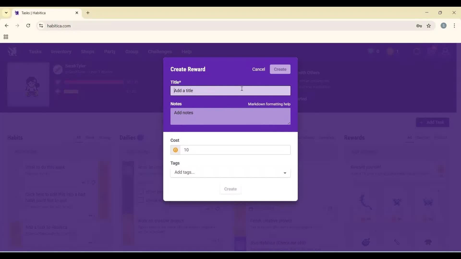 Creating a task screenshot