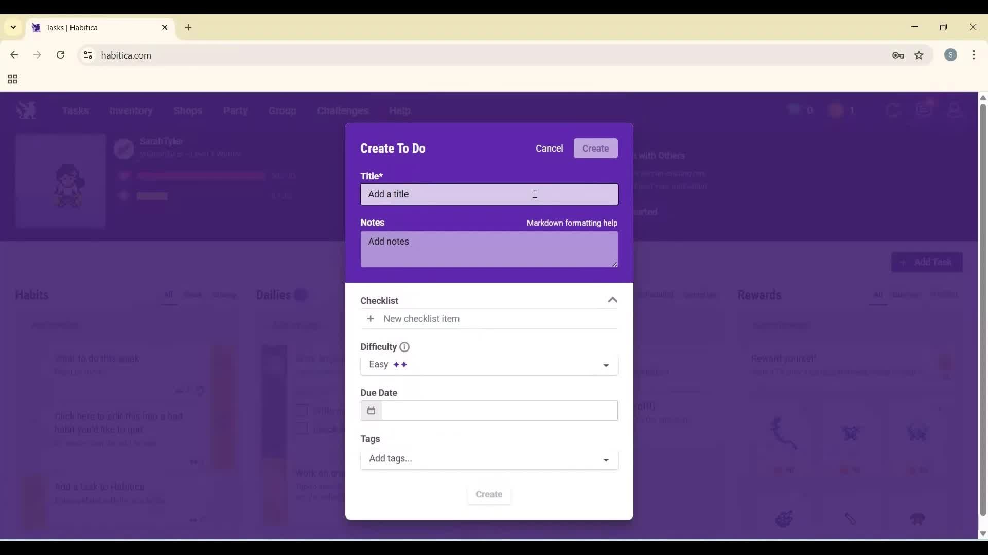 Creating a task screenshot
