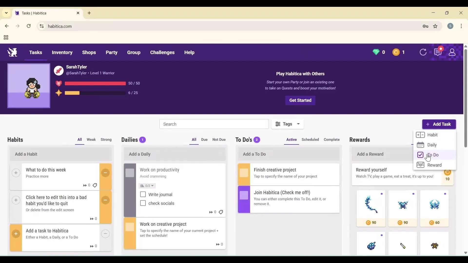 Creating a task screenshot