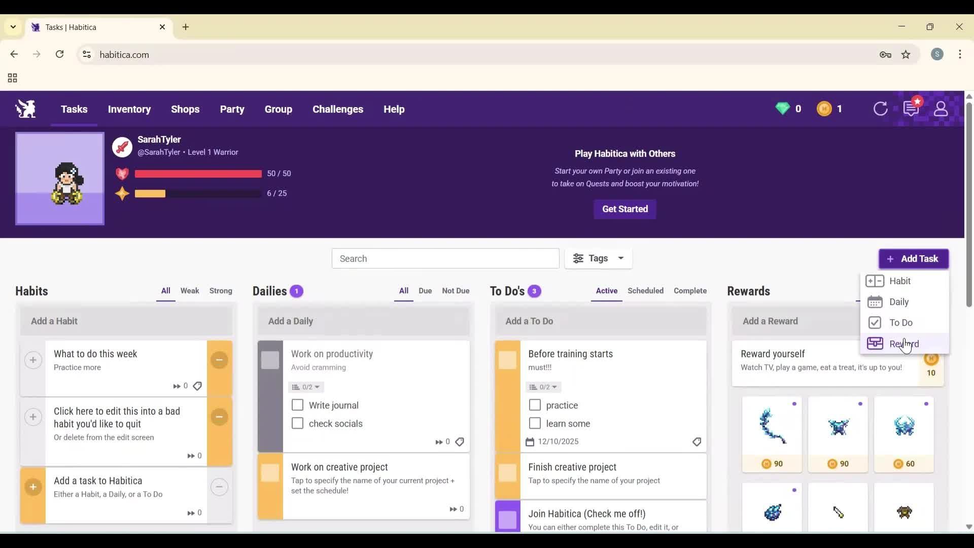 Creating a task screenshot