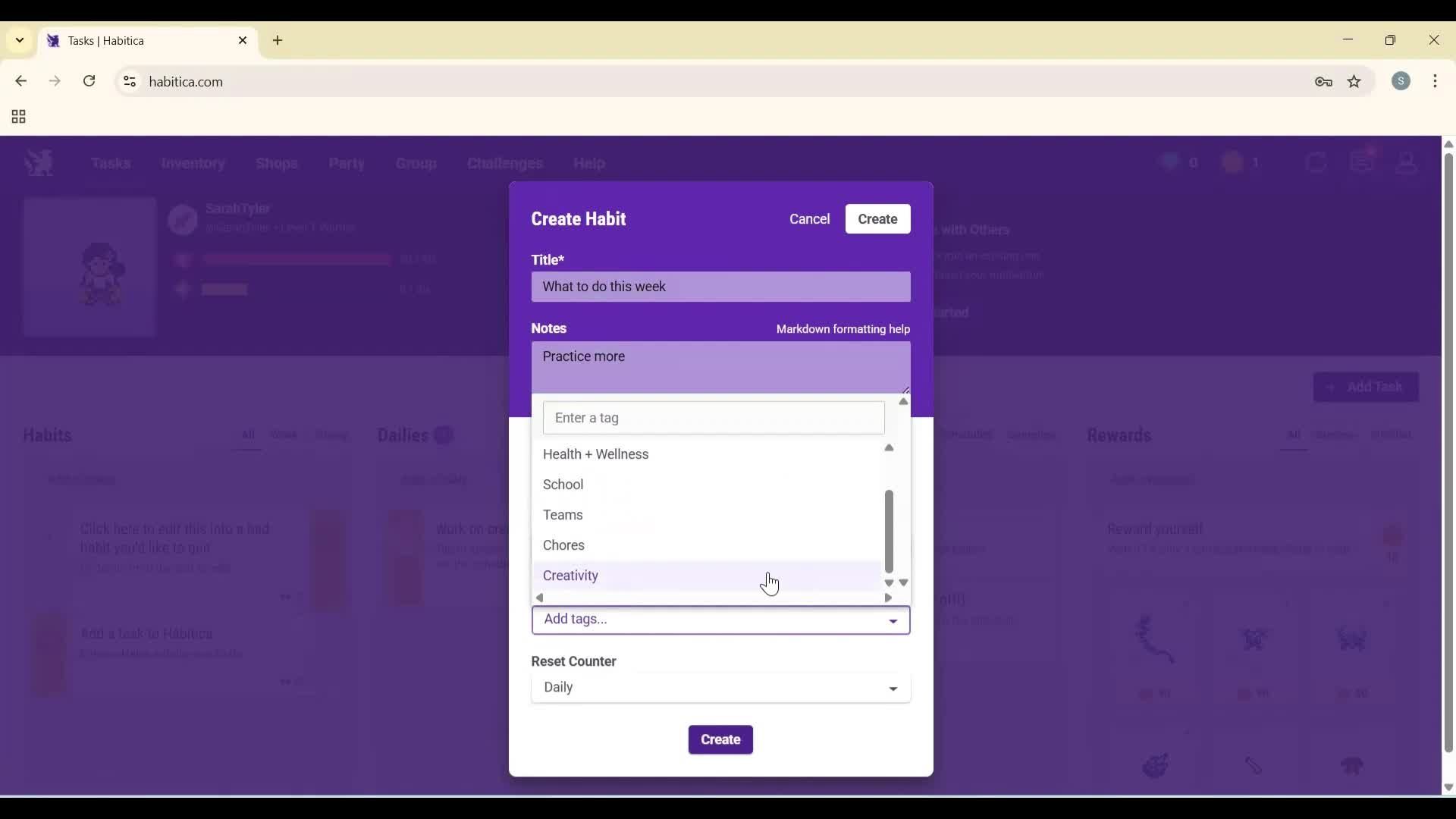 Creating a task screenshot