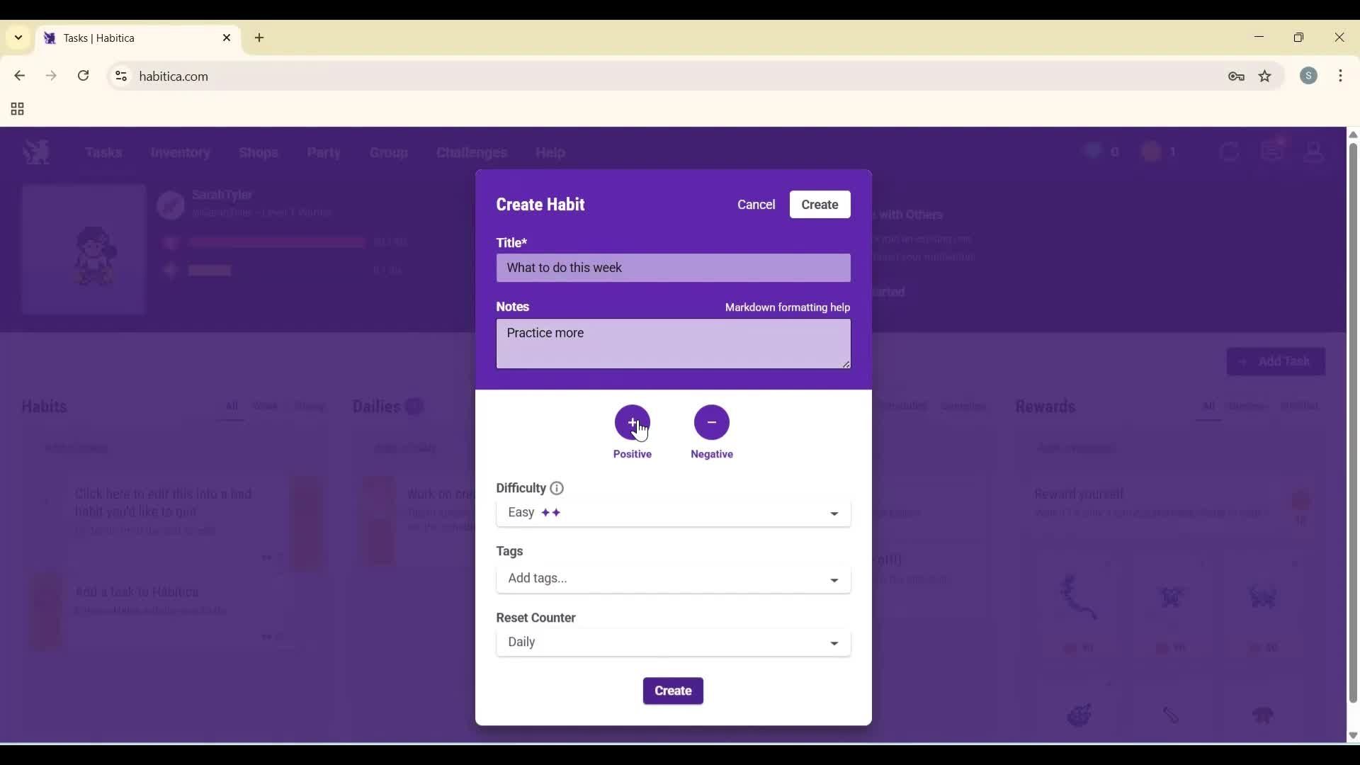 Creating a task screenshot
