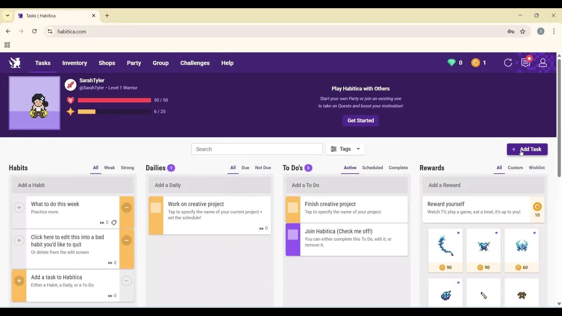 Creating a task screenshot