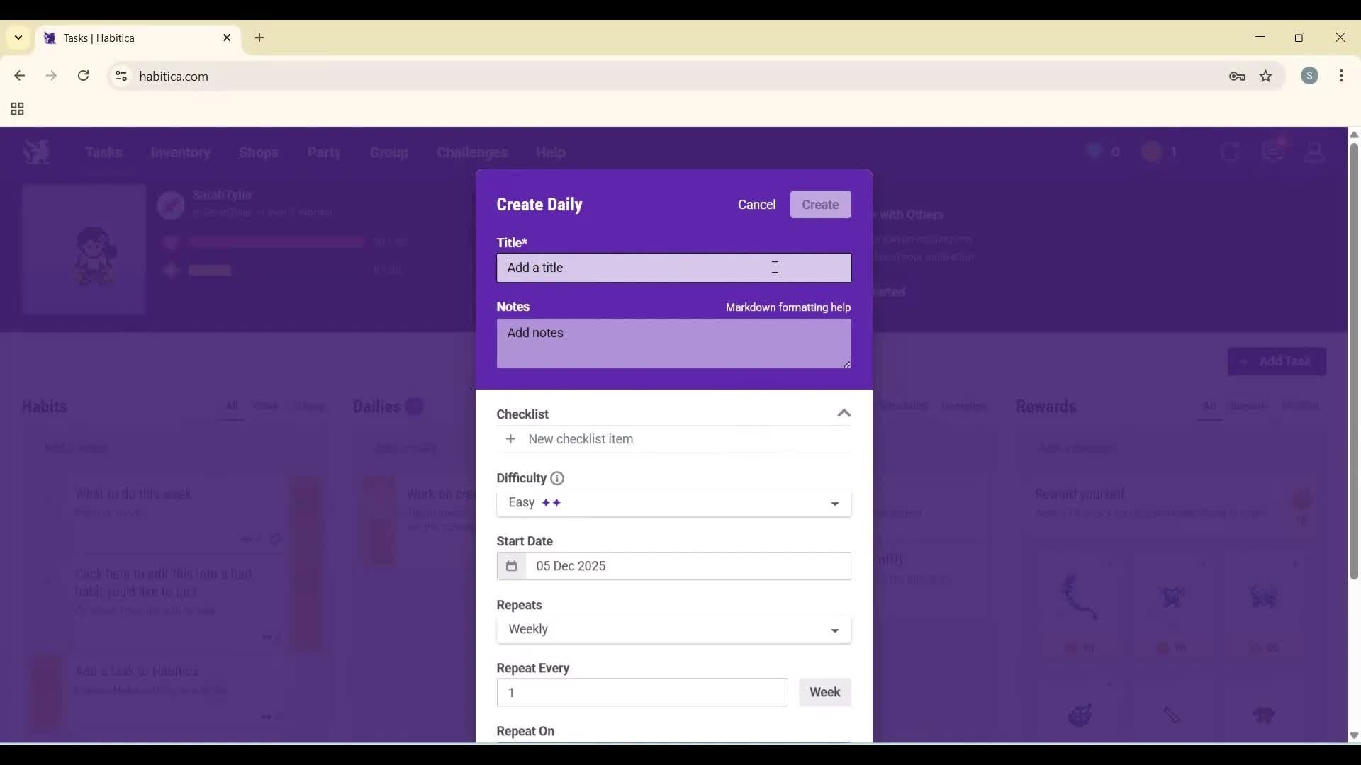 Creating a task screenshot