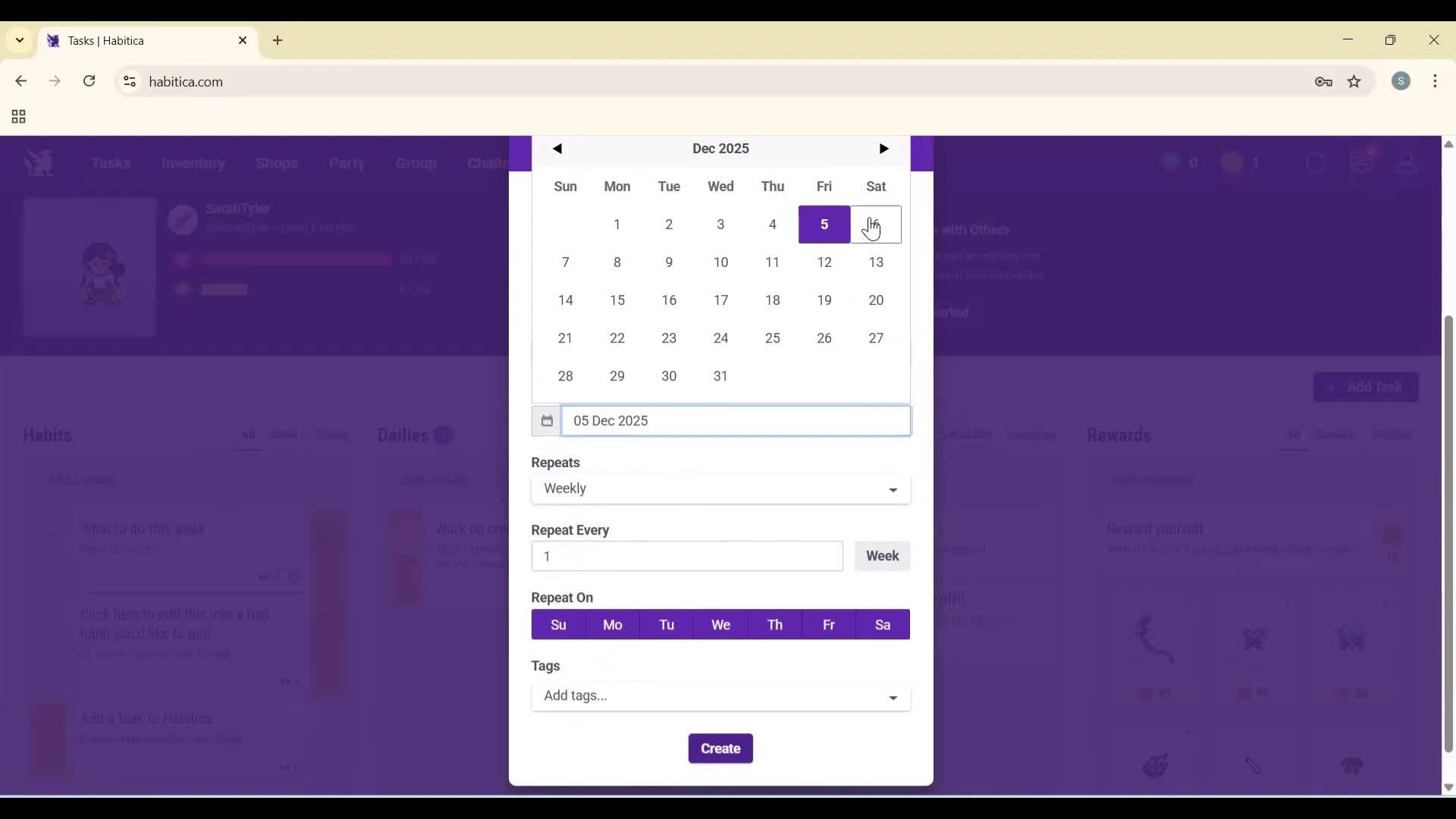 Creating a task screenshot