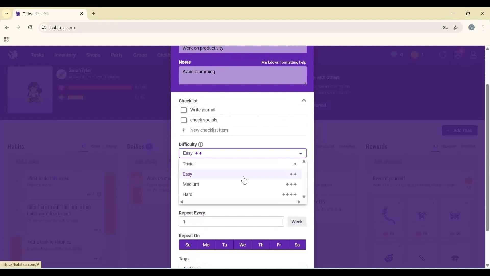Creating a task screenshot