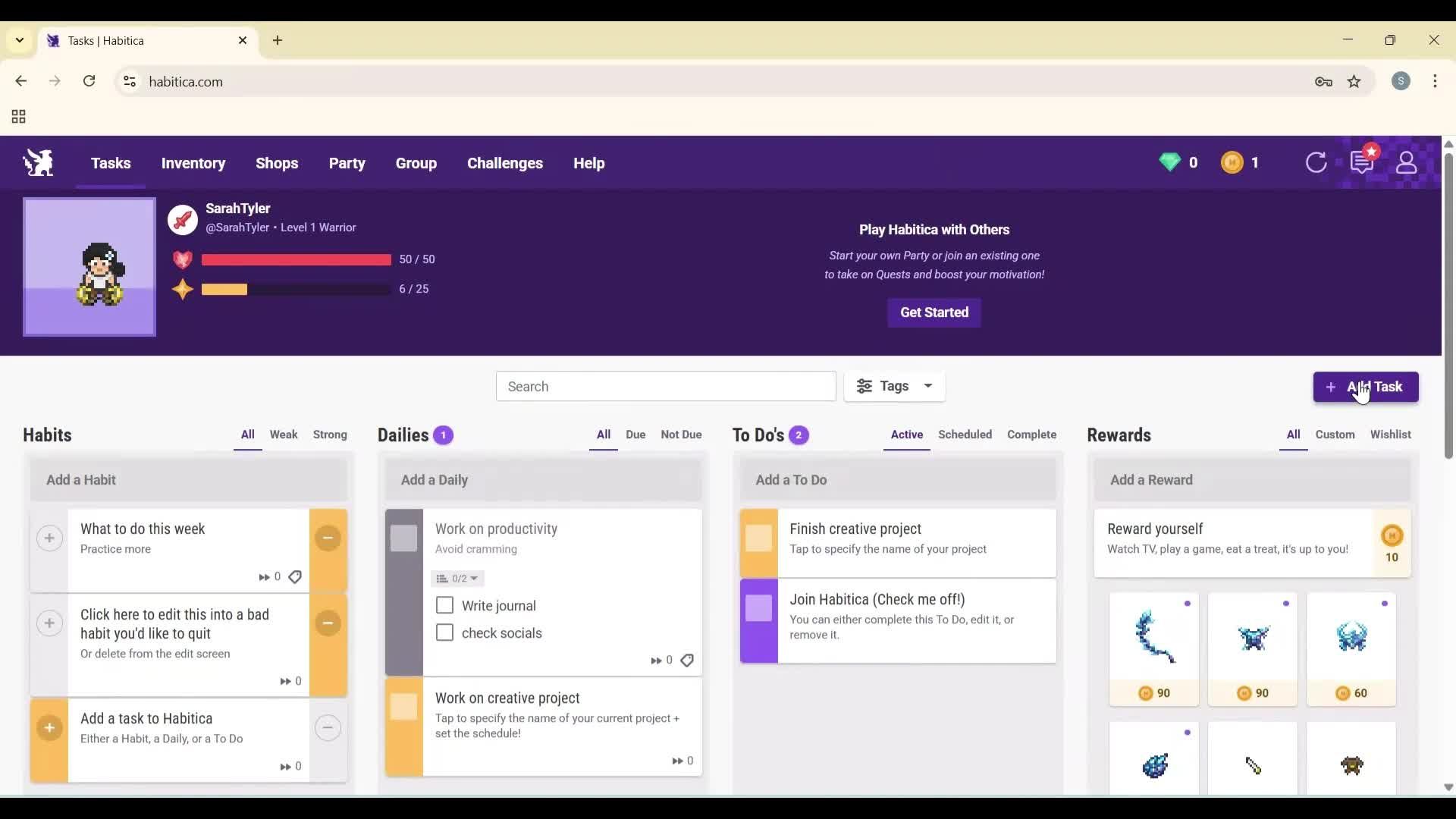 Creating a task screenshot