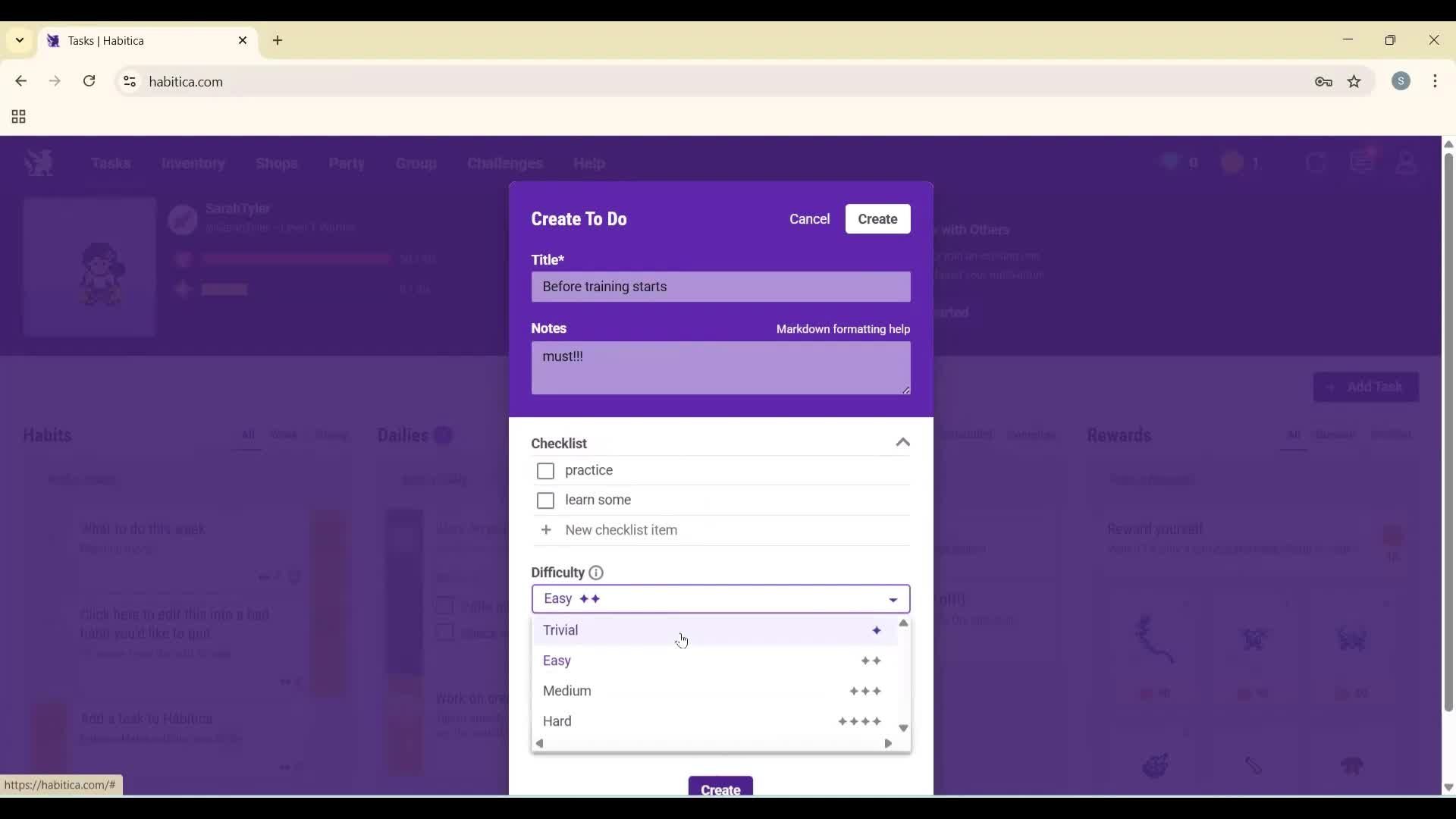 Creating a task screenshot