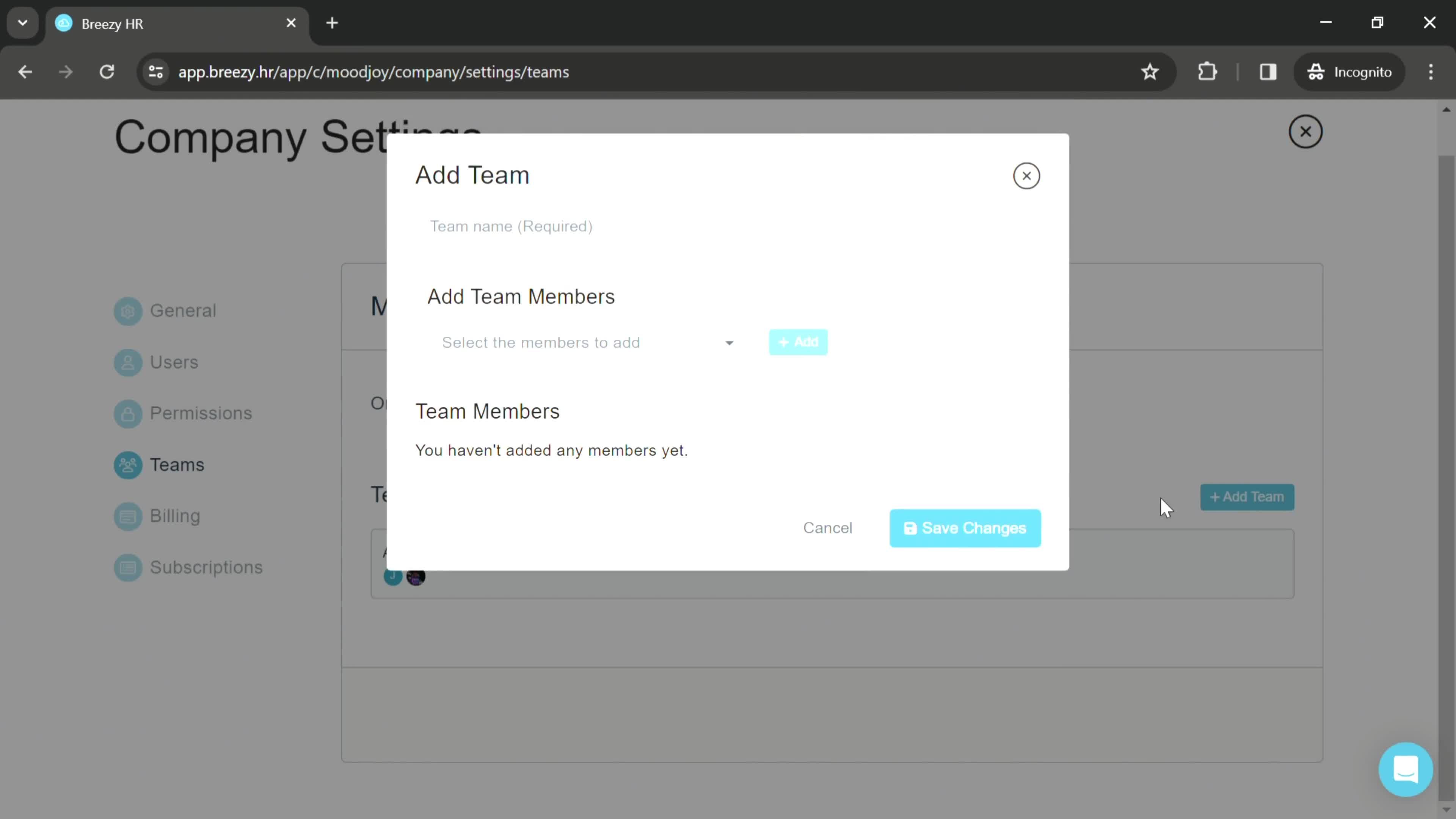 Inviting members screenshot