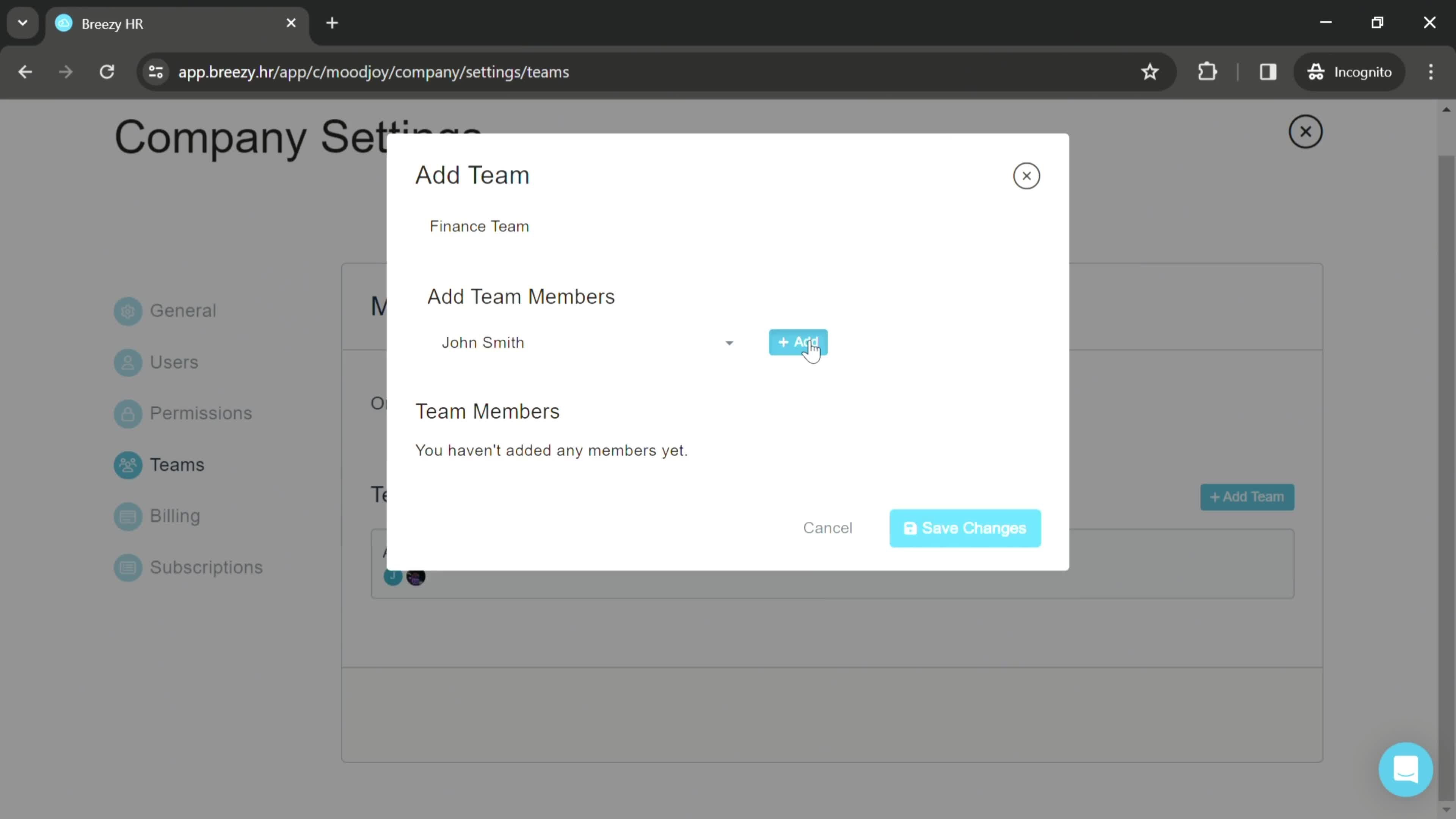 Inviting members screenshot