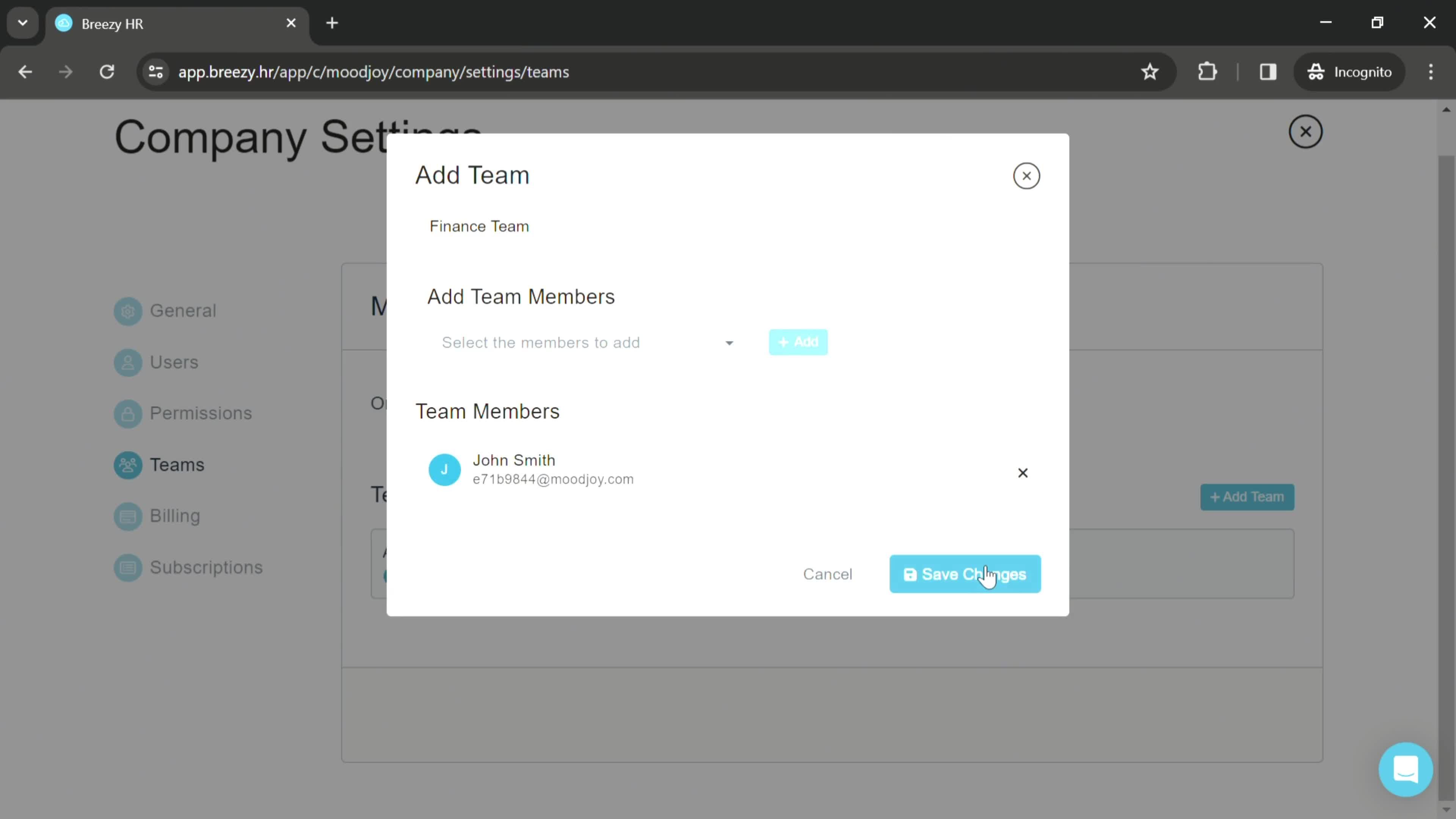 Inviting members screenshot