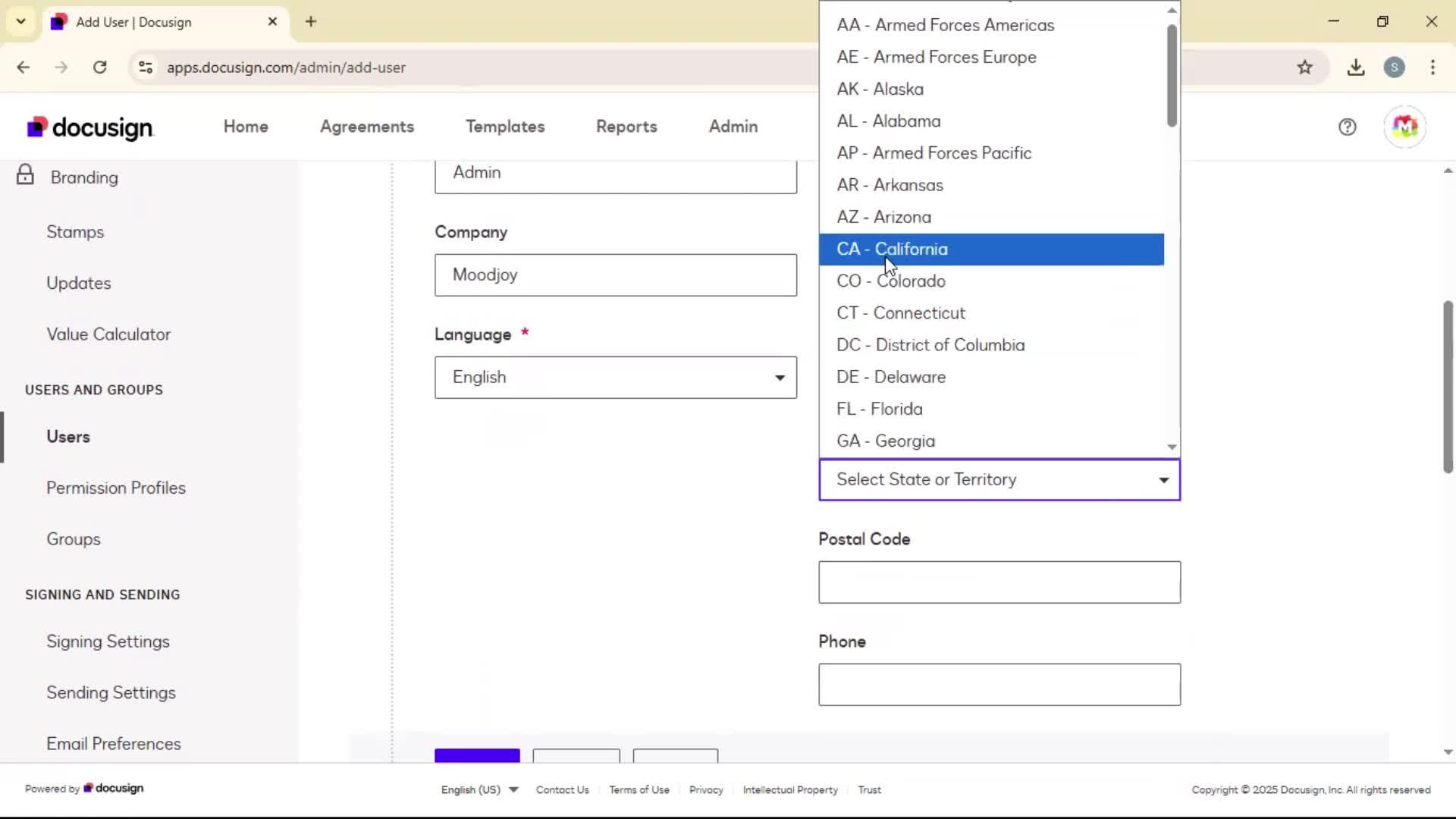 Adding a user on Docusign video thumbnail