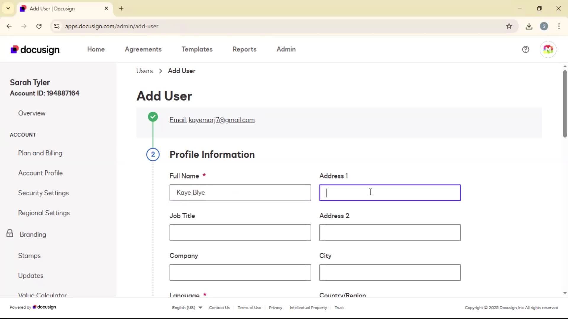 Adding a user on Docusign video thumbnail