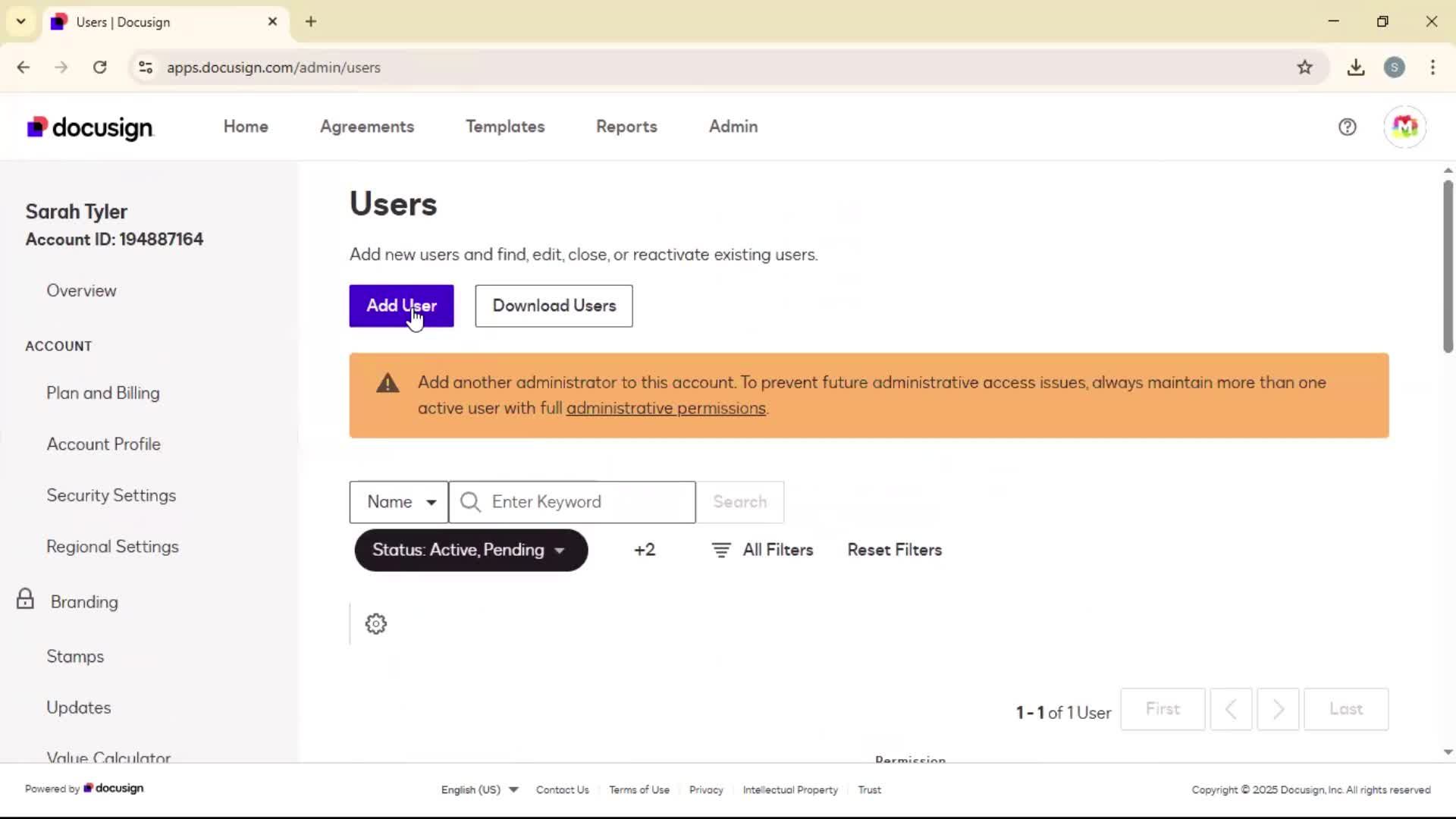 Adding a user on Docusign video thumbnail