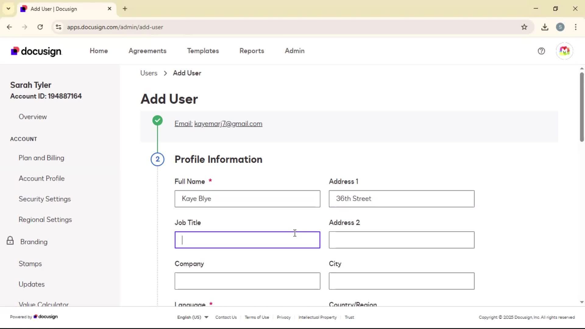 Adding a user on Docusign video thumbnail