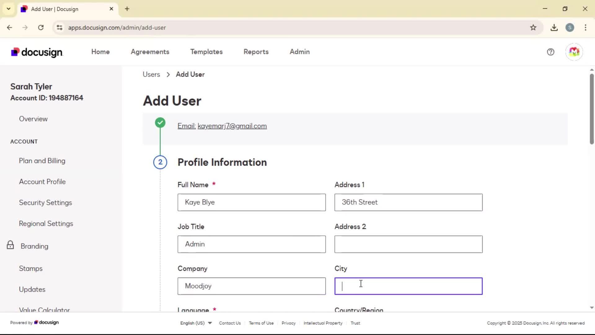 Adding a user on Docusign video thumbnail
