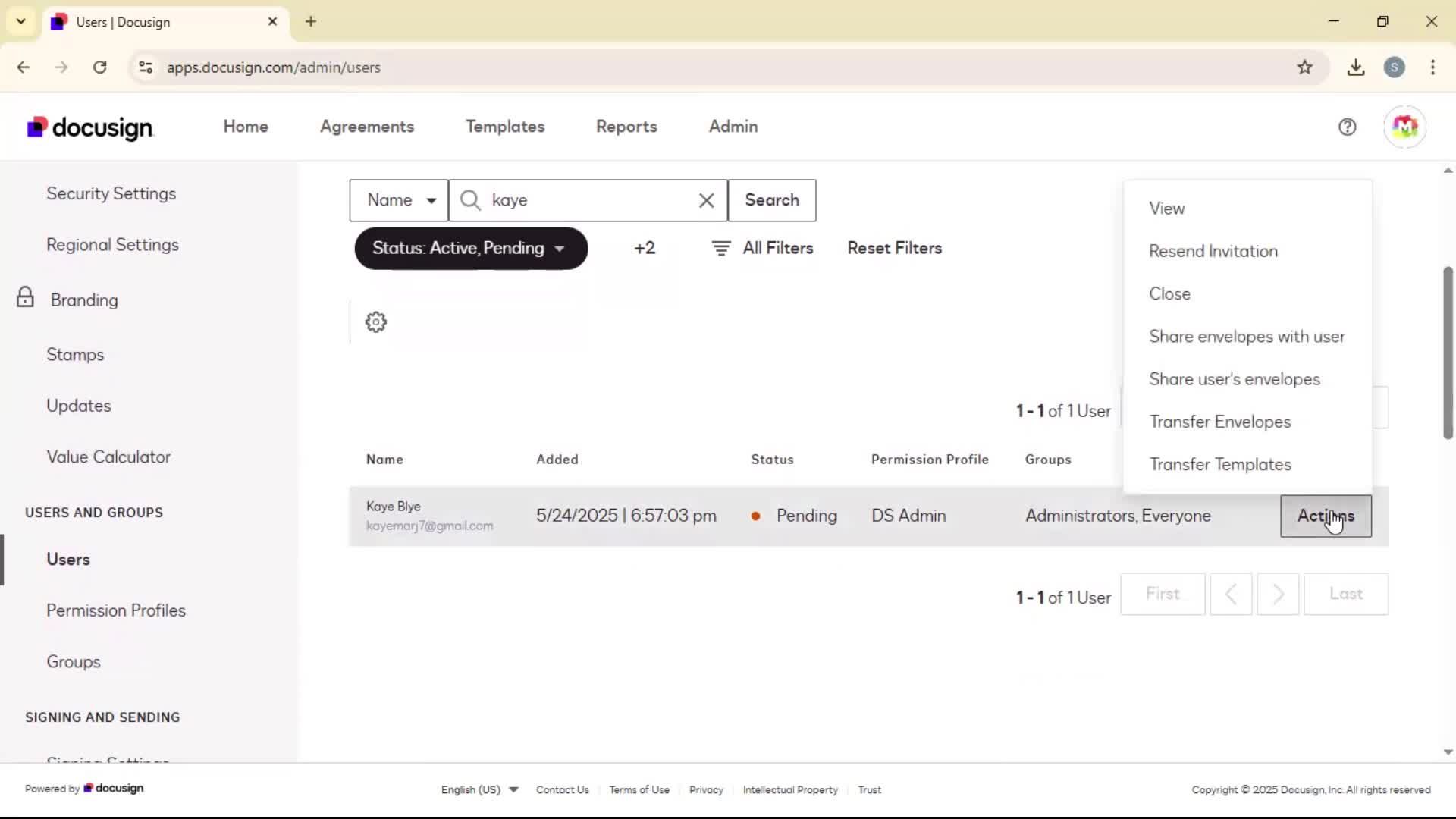 Adding a user on Docusign video thumbnail