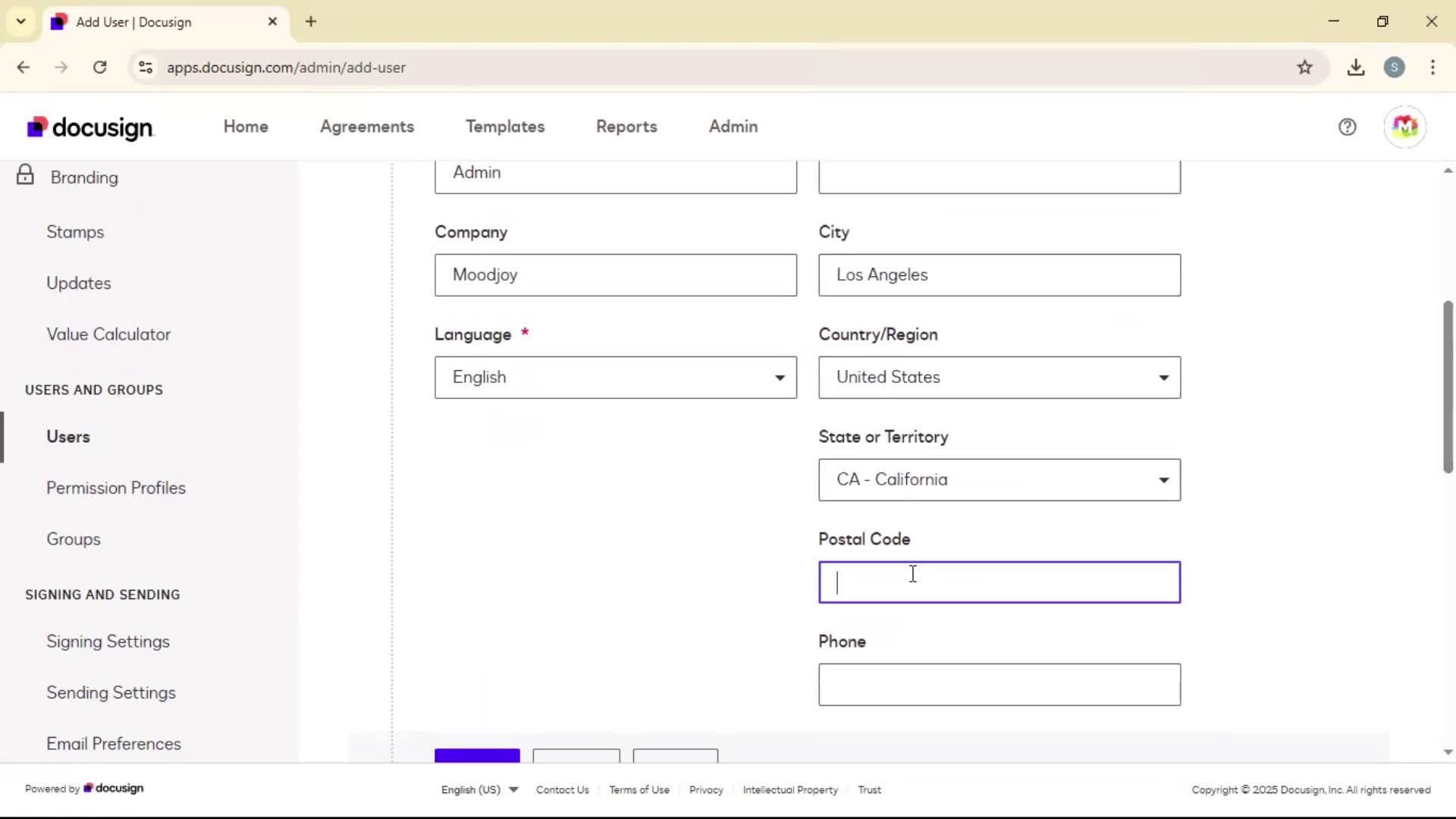 Adding a user on Docusign video thumbnail