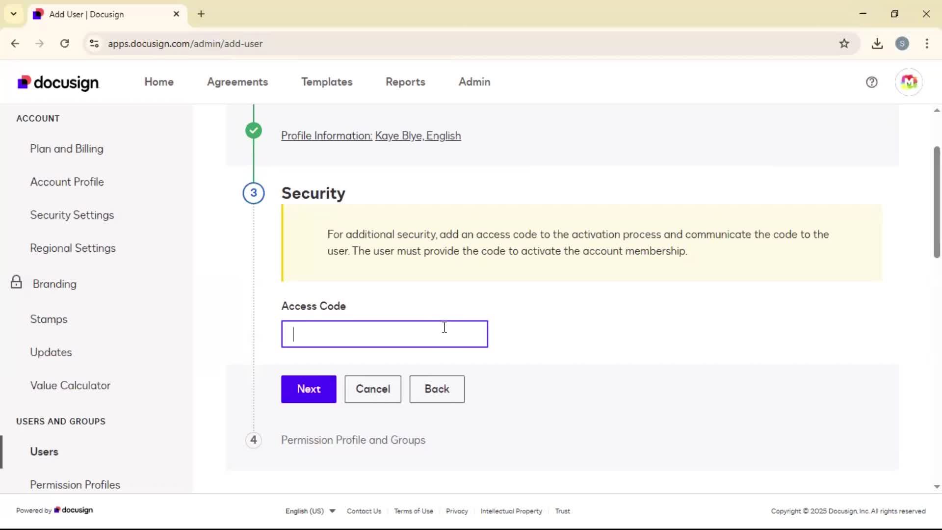 Adding a user on Docusign video thumbnail