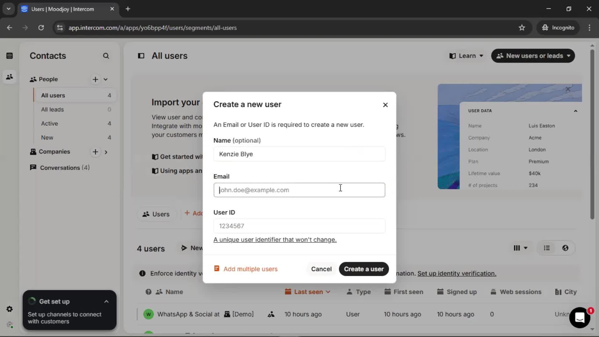 Adding a user screenshot